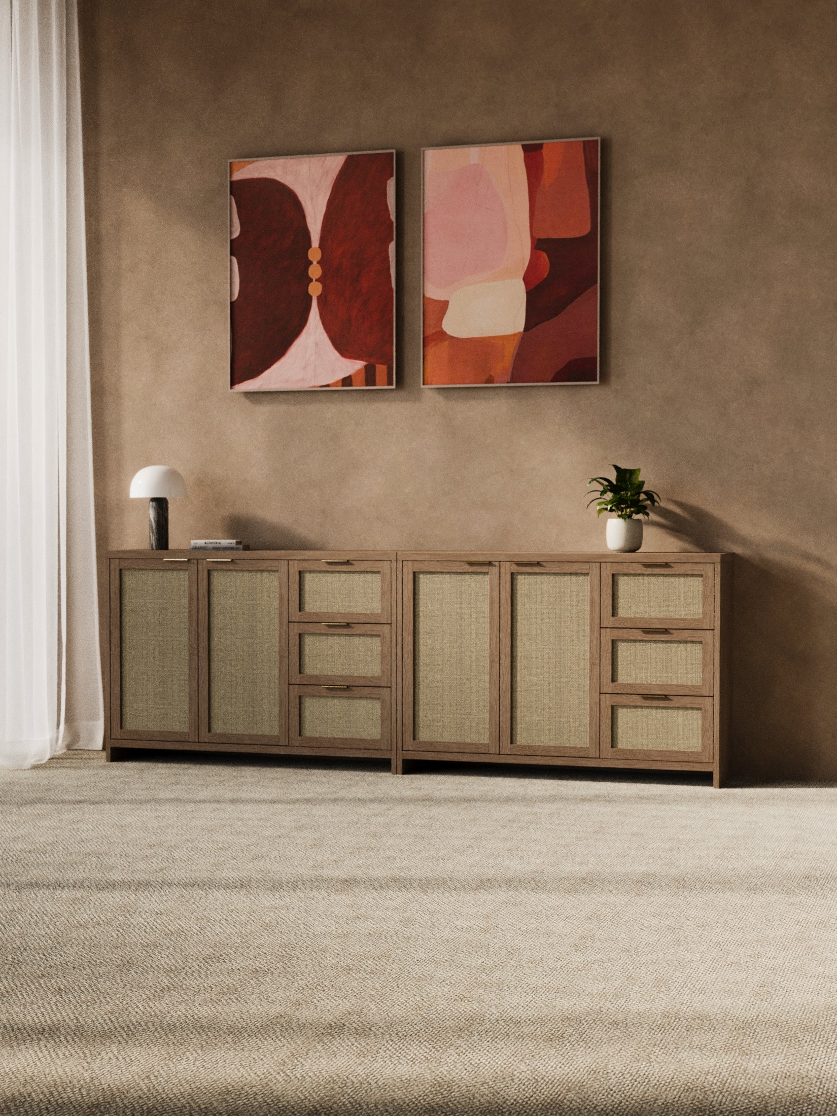 Alana Wooden Rattan Sideboard Cabinet - Image 4
