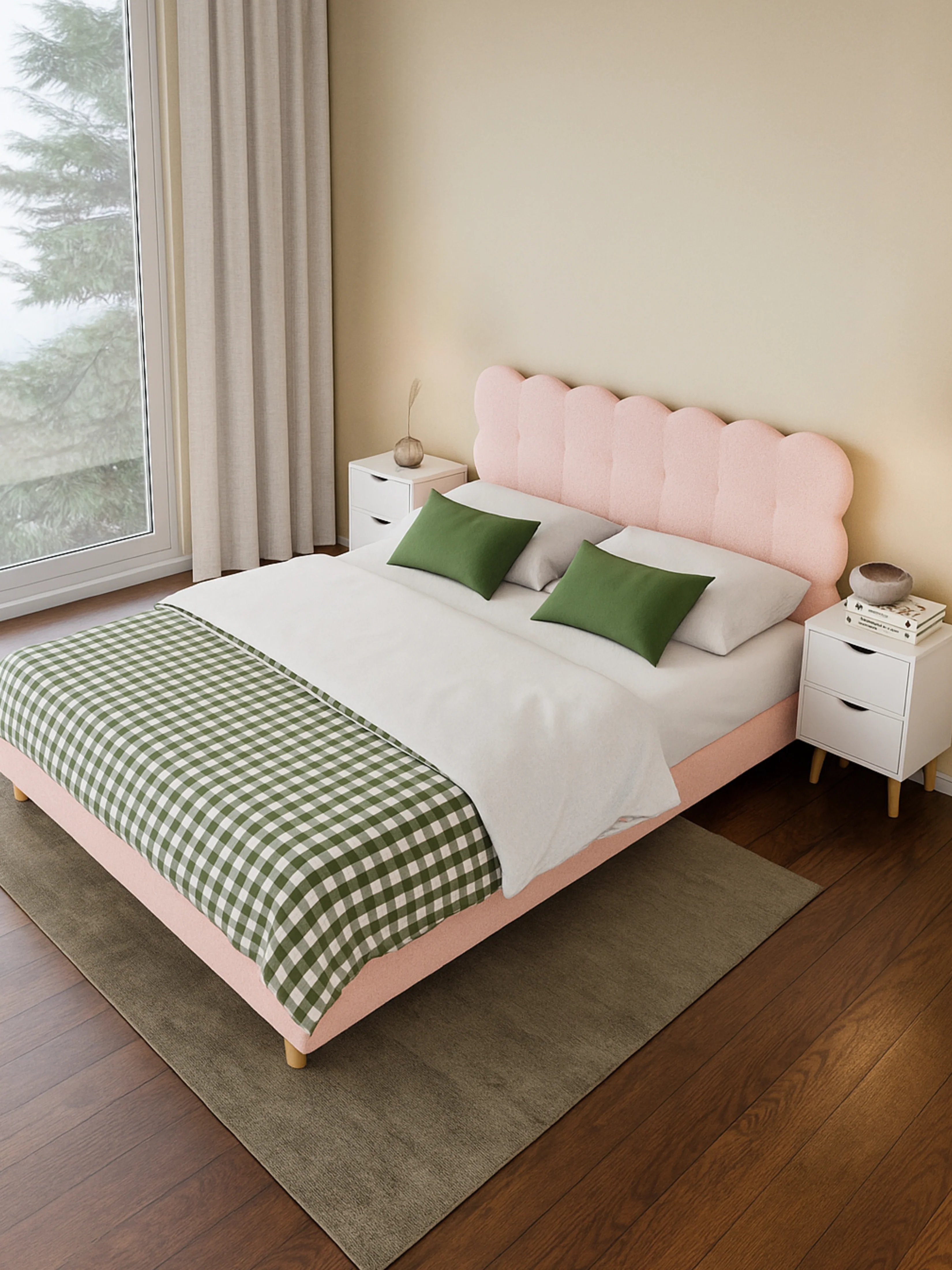 Alysha Pink Boucle Bed Frame - Image 2