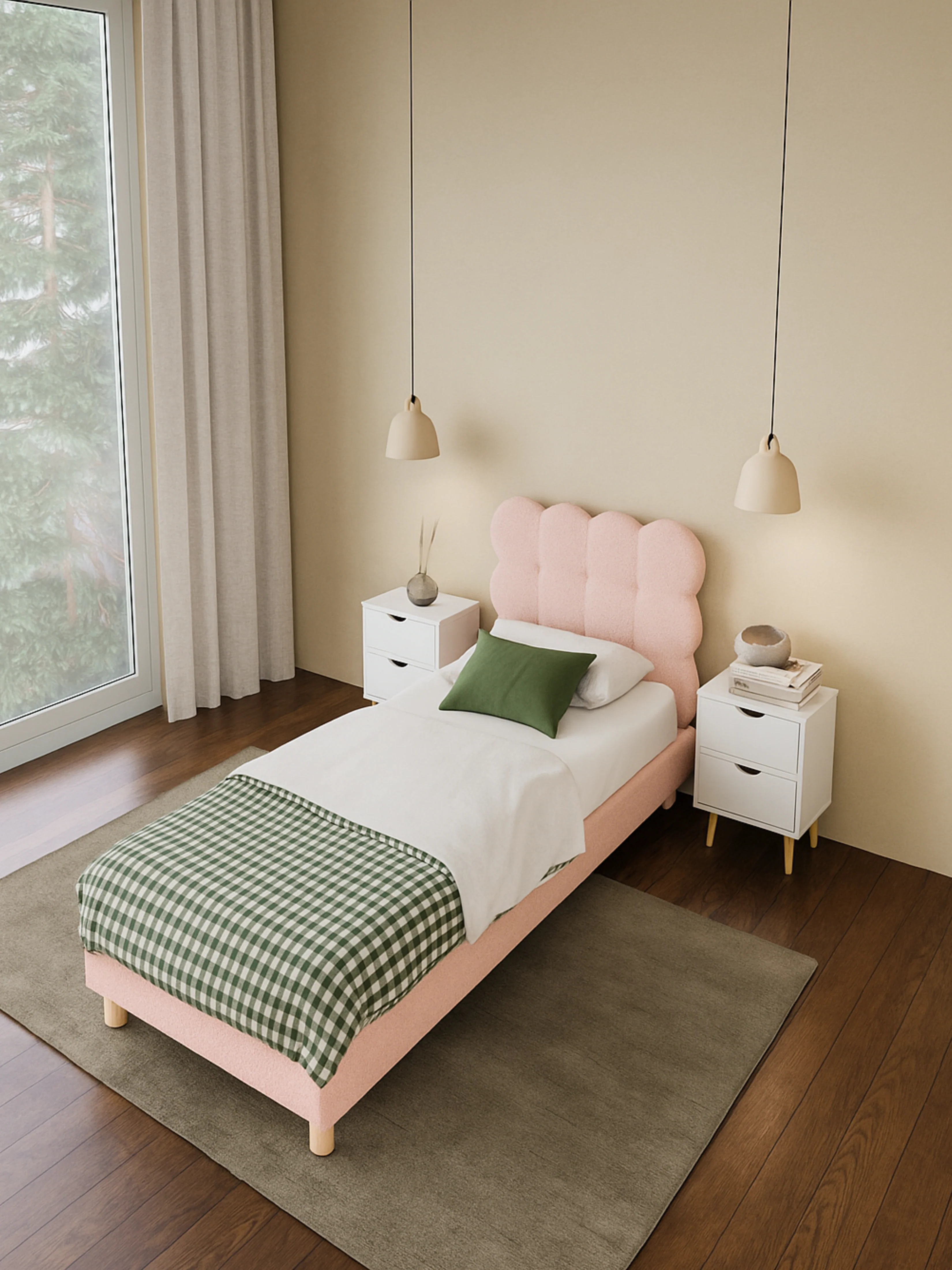 Alysha Pink Boucle Bed Frame - Image 5