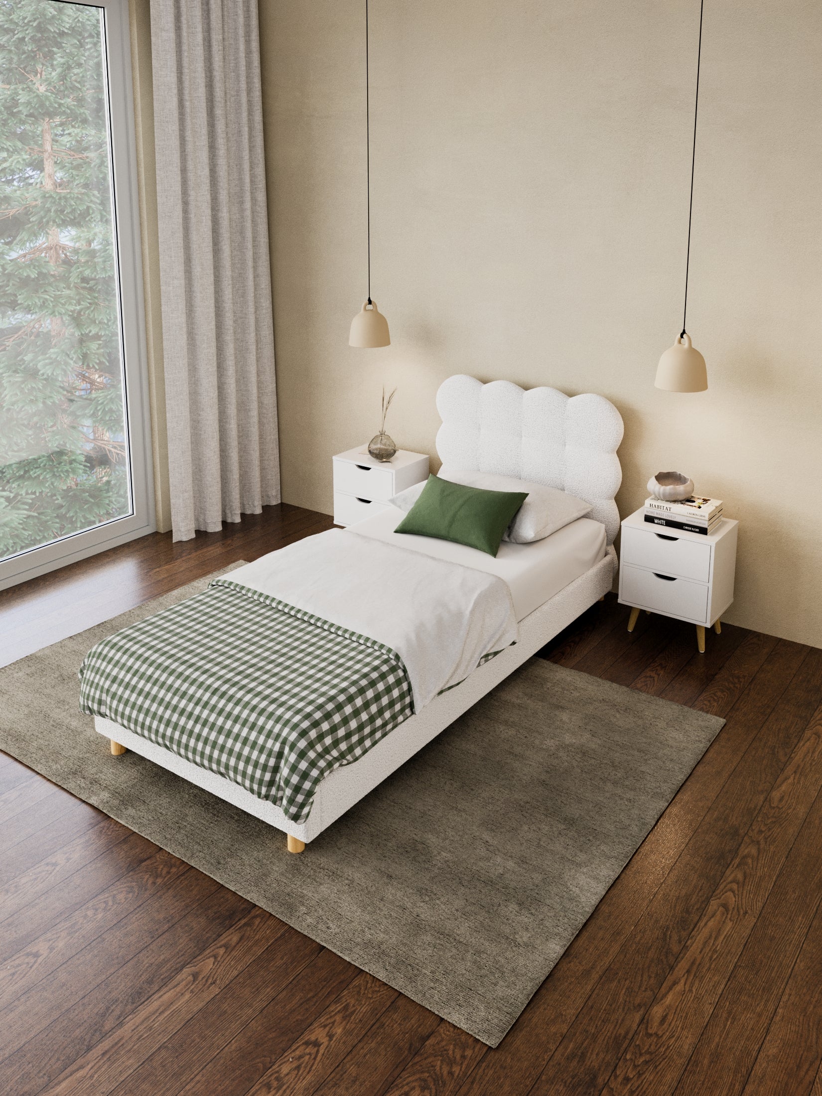 Alysha White Boucle Bed Frame - Image 6