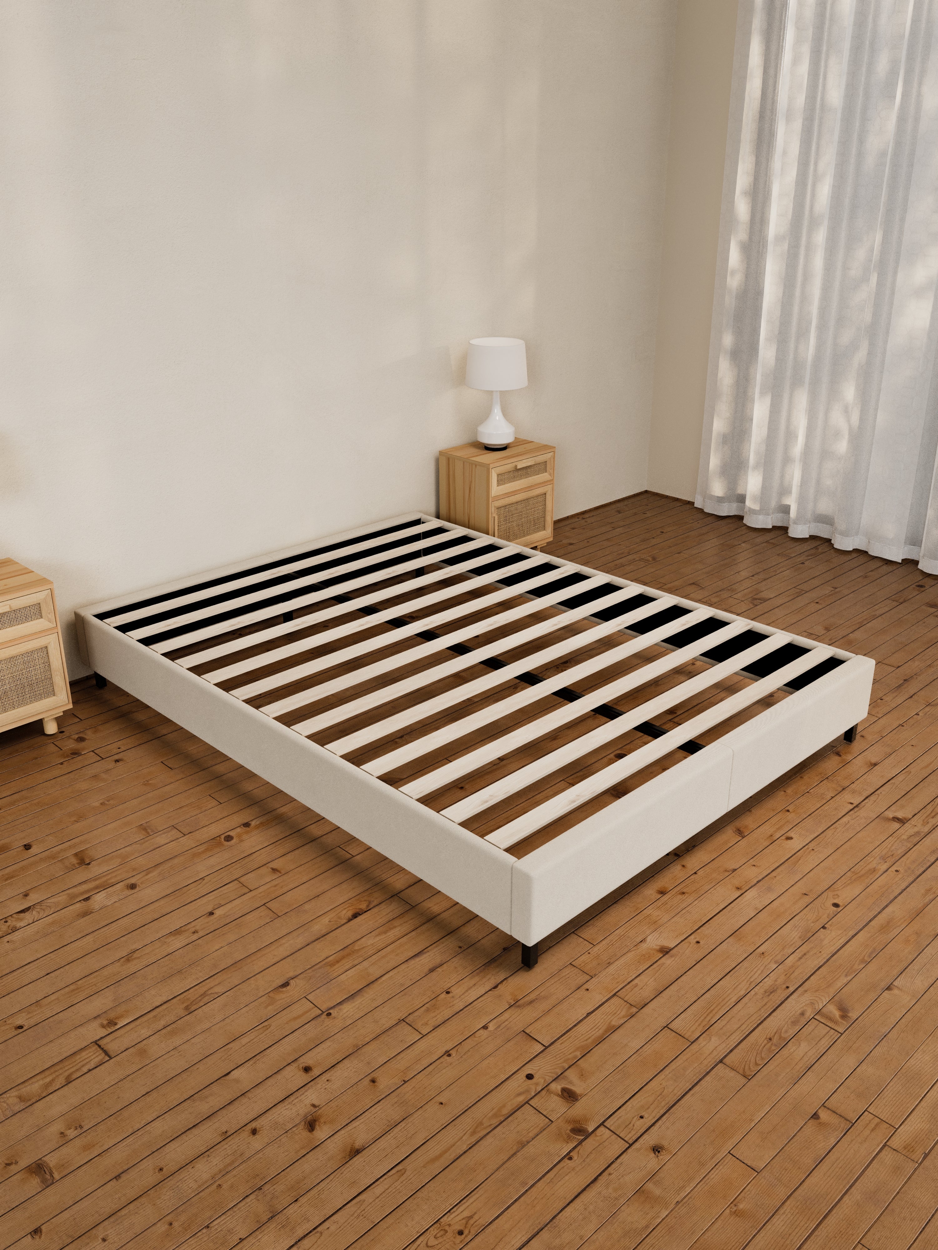 Amara Natural Beige Fabric Bed Base - Image 3