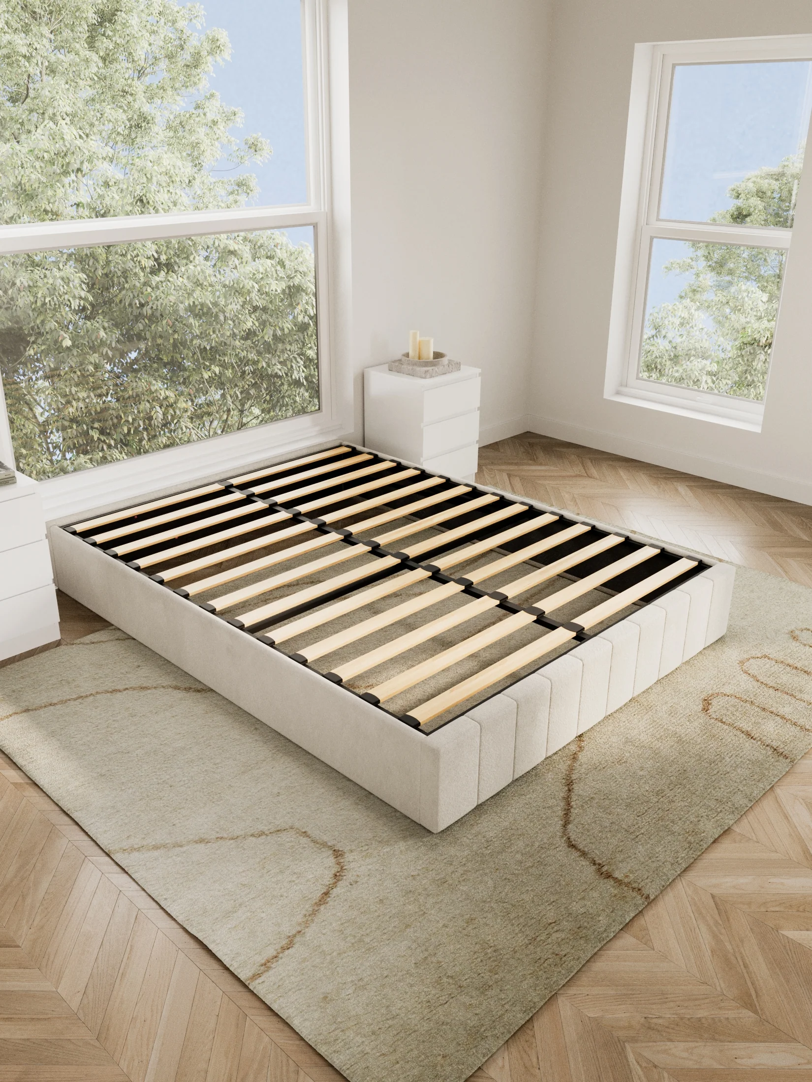 Amelia Cream Velvet Gas Lift Bed Base - Image 4
