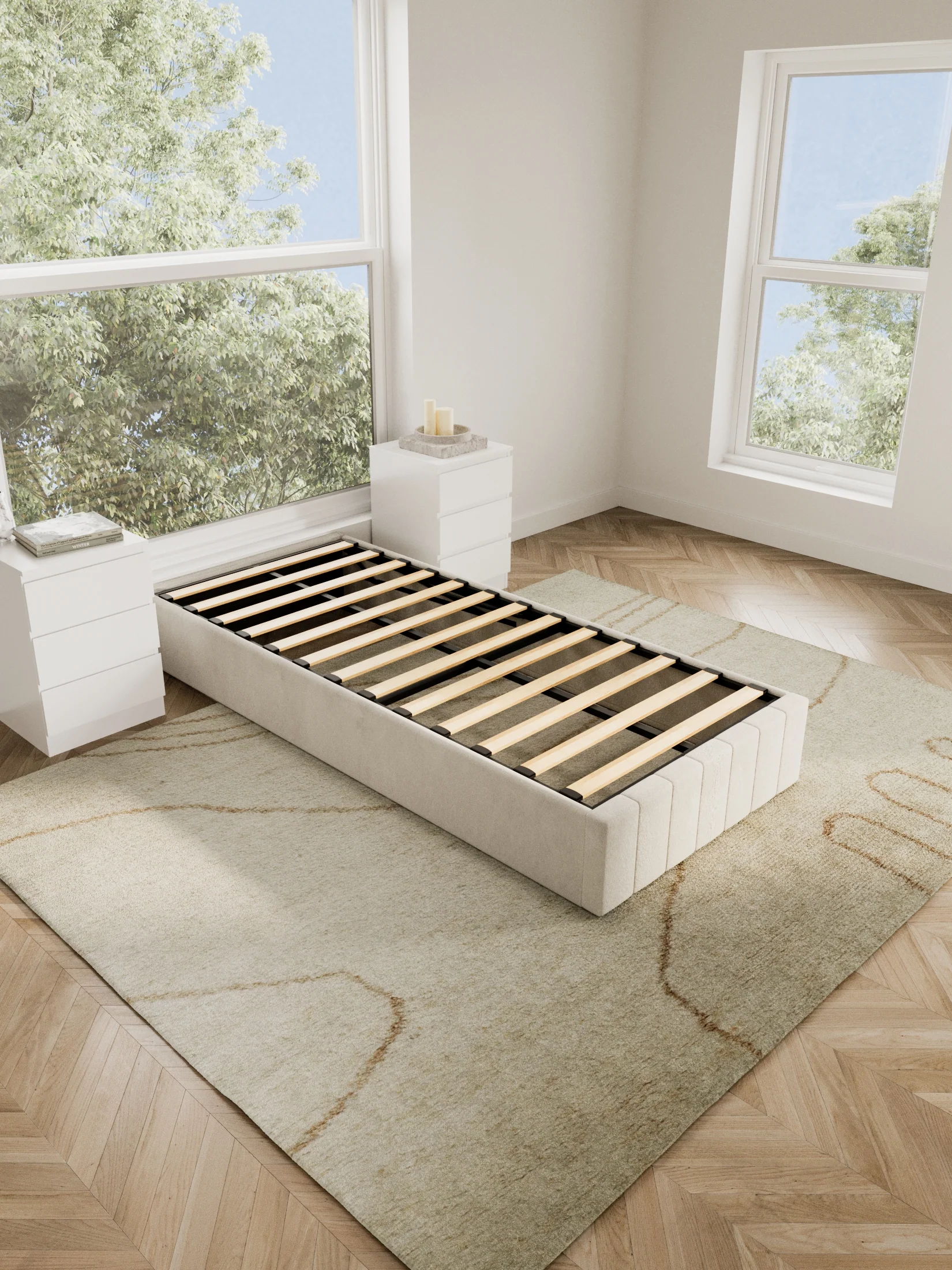 Amelia Cream Velvet Gas Lift Bed Base - Image 8