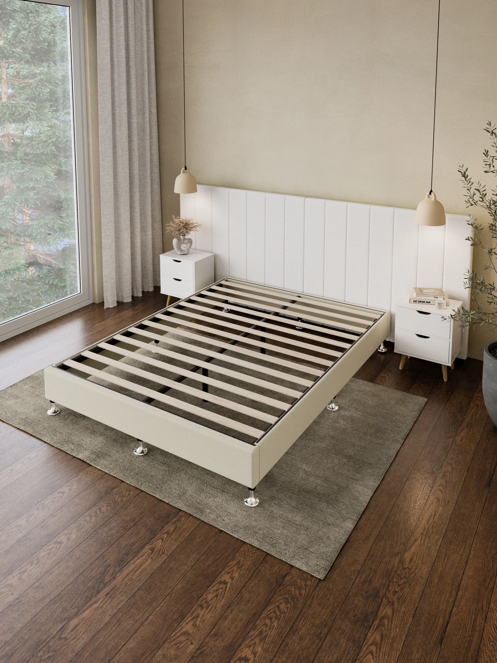 Avalon White Boucle Panel Bedhead - Image 3