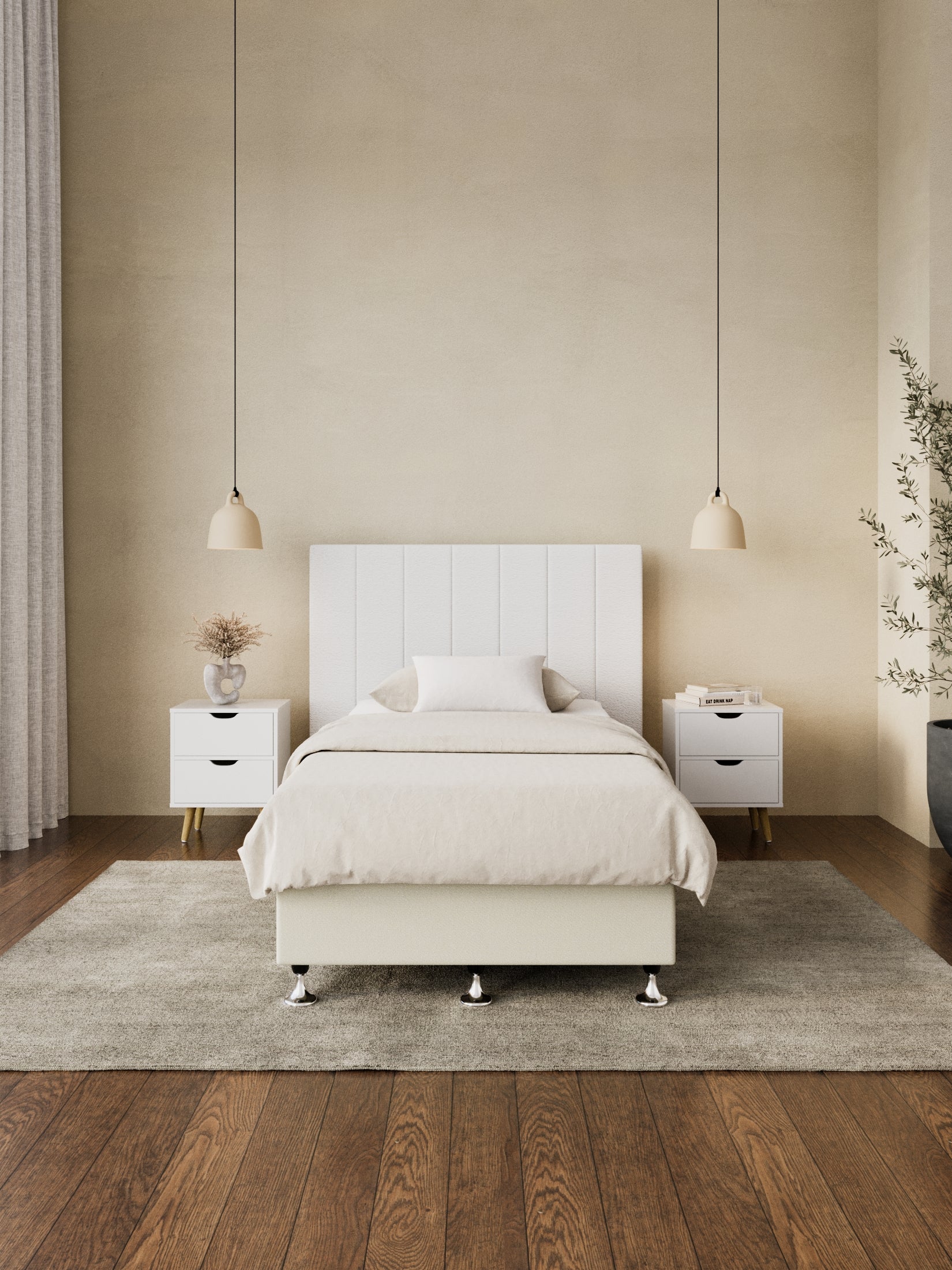Avalon White Boucle Panel Bedhead - Image 4