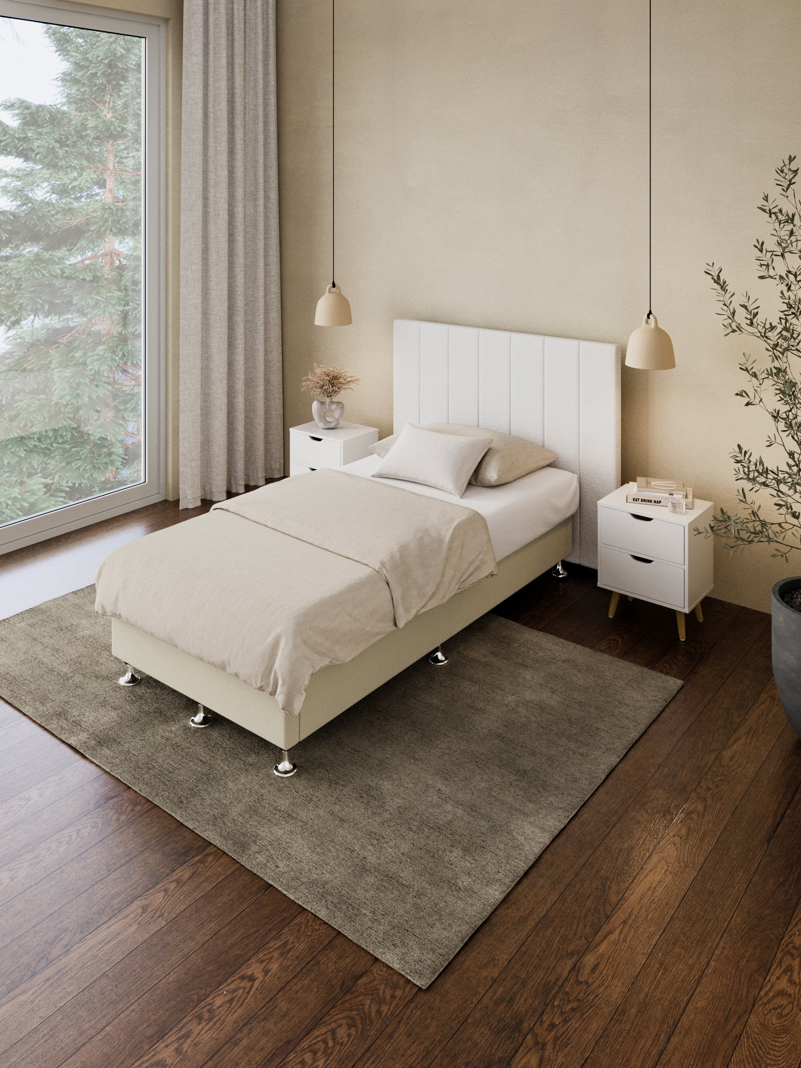 Avalon White Boucle Panel Bedhead - Image 5