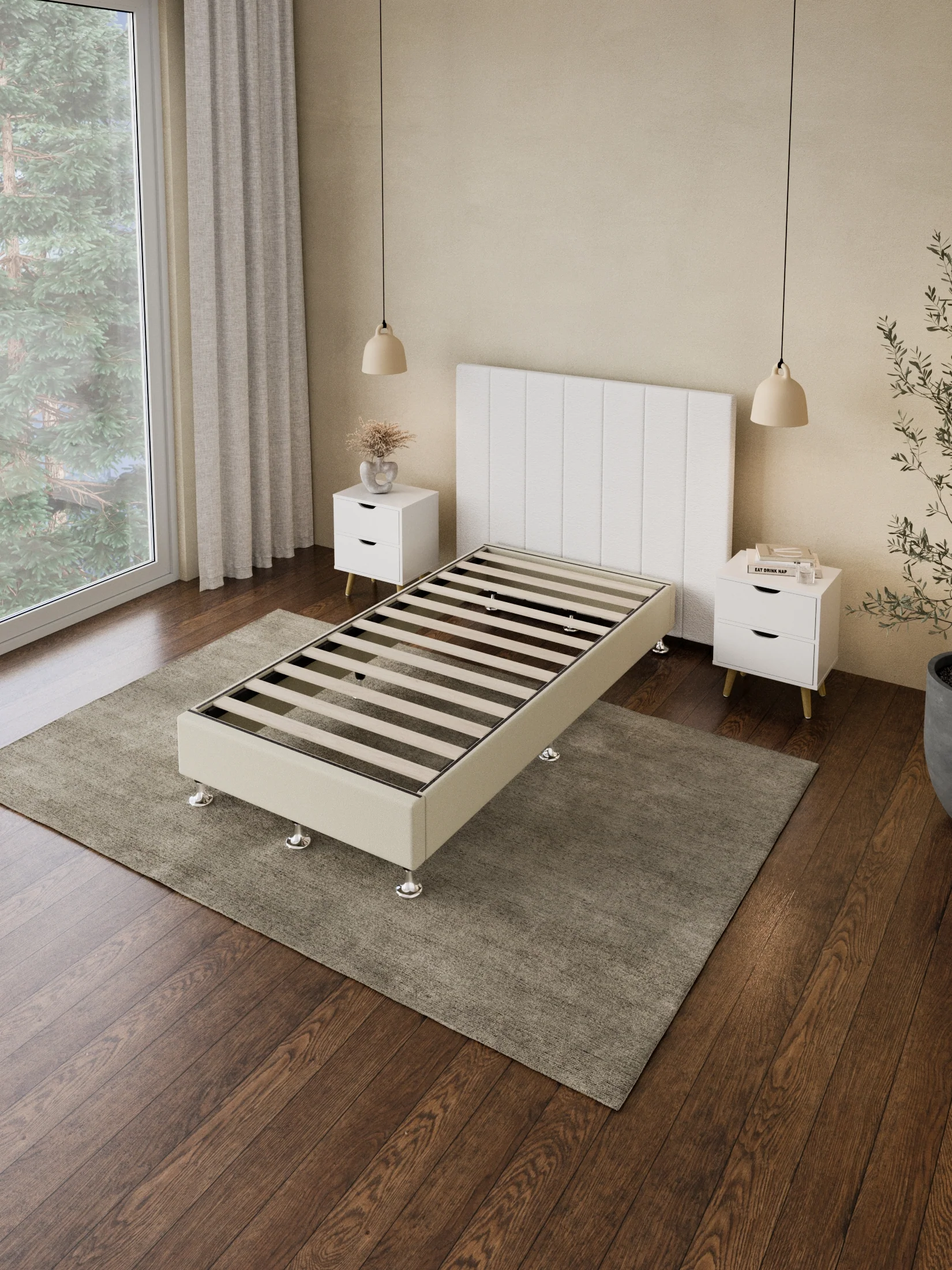 Avalon White Boucle Panel Bedhead - Image 6