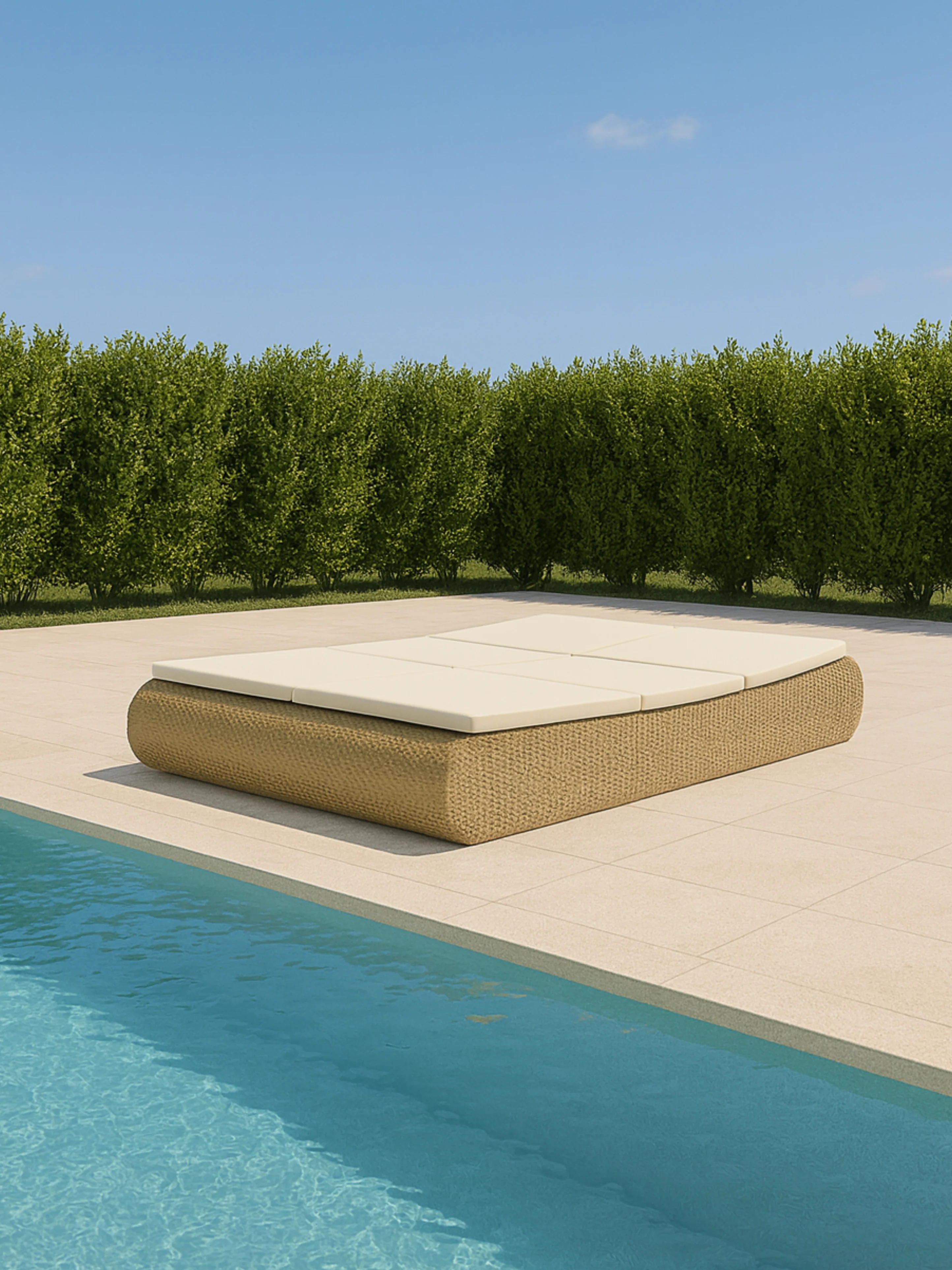 Bangalow Rattan Beige Outdoor Day Bed - Image 3
