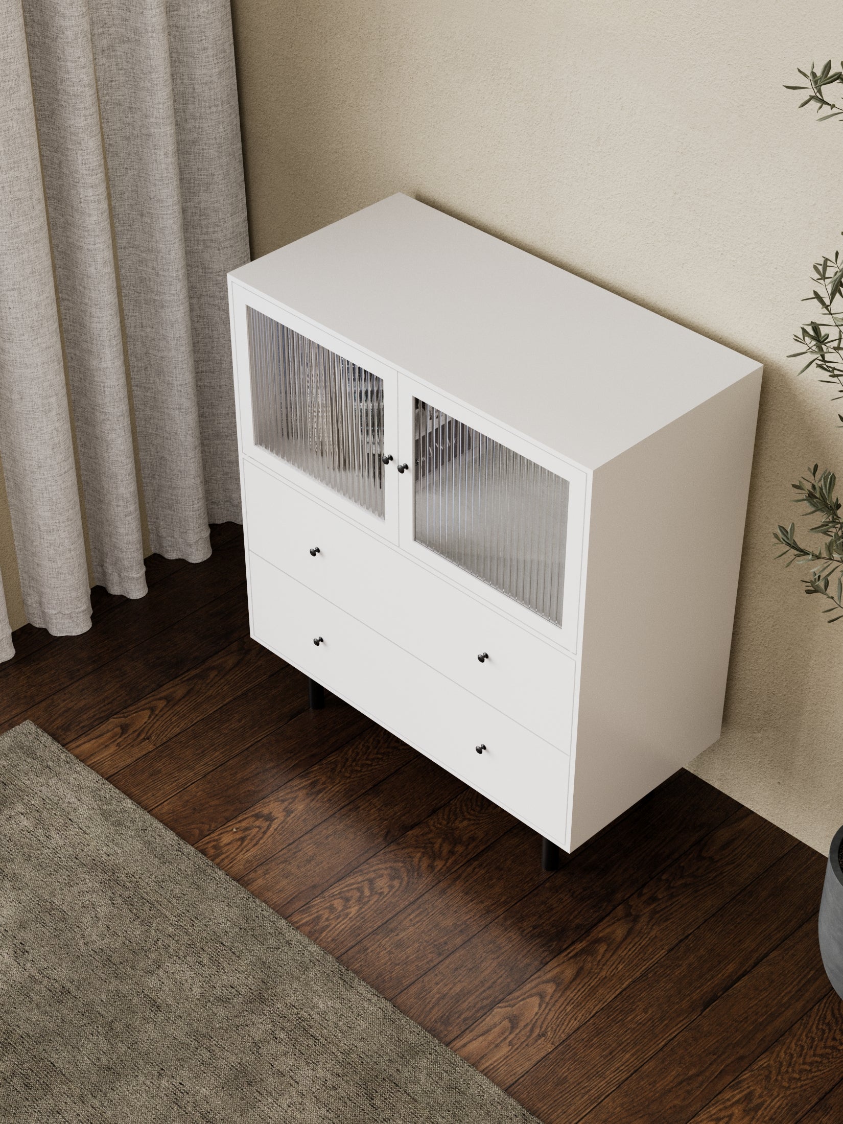 Bartlett White 2 Drawer Sideboard Cabinet - Image 3