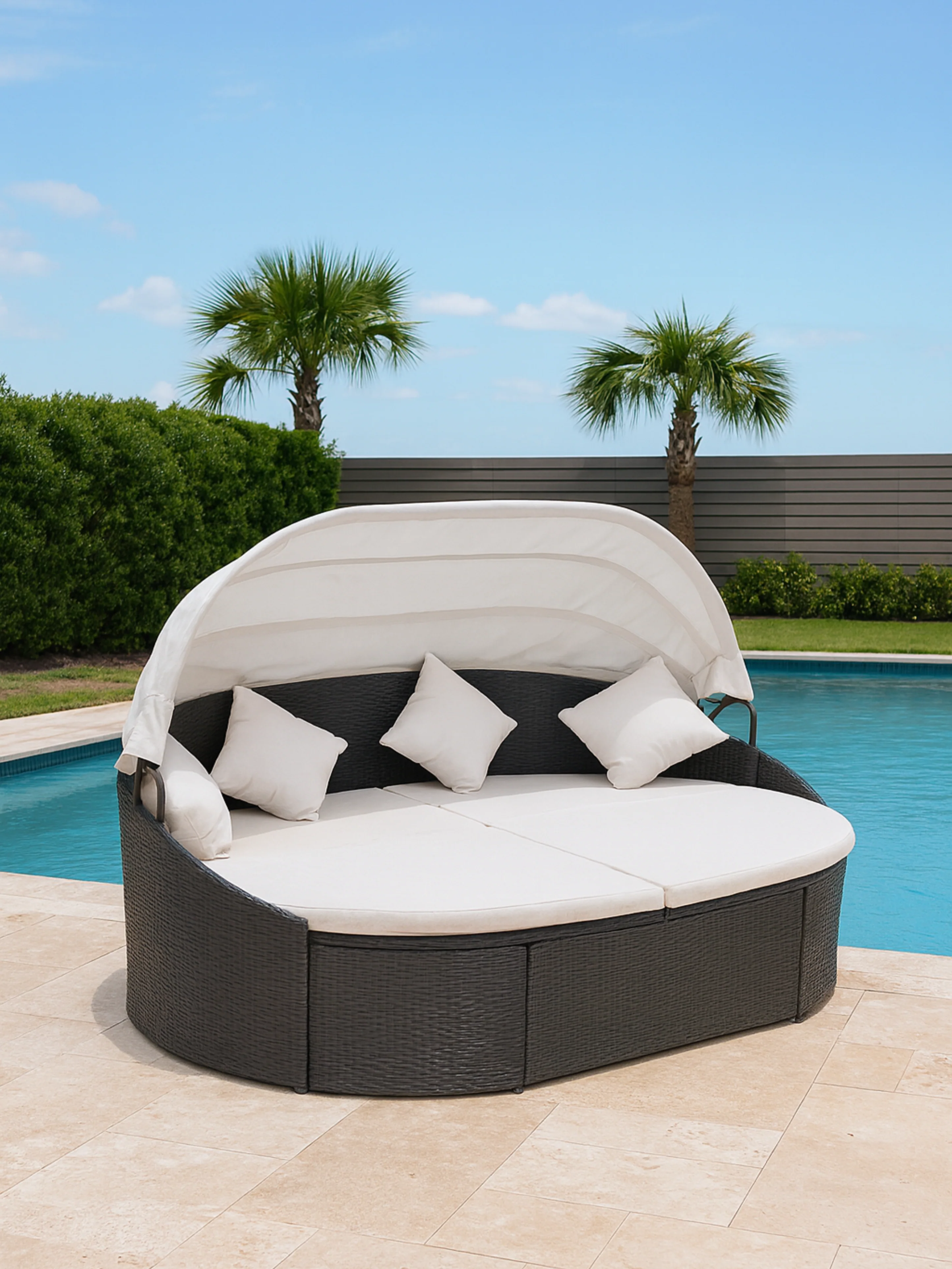 Bondi Rattan Black Outdoor Day Bed - Image 3