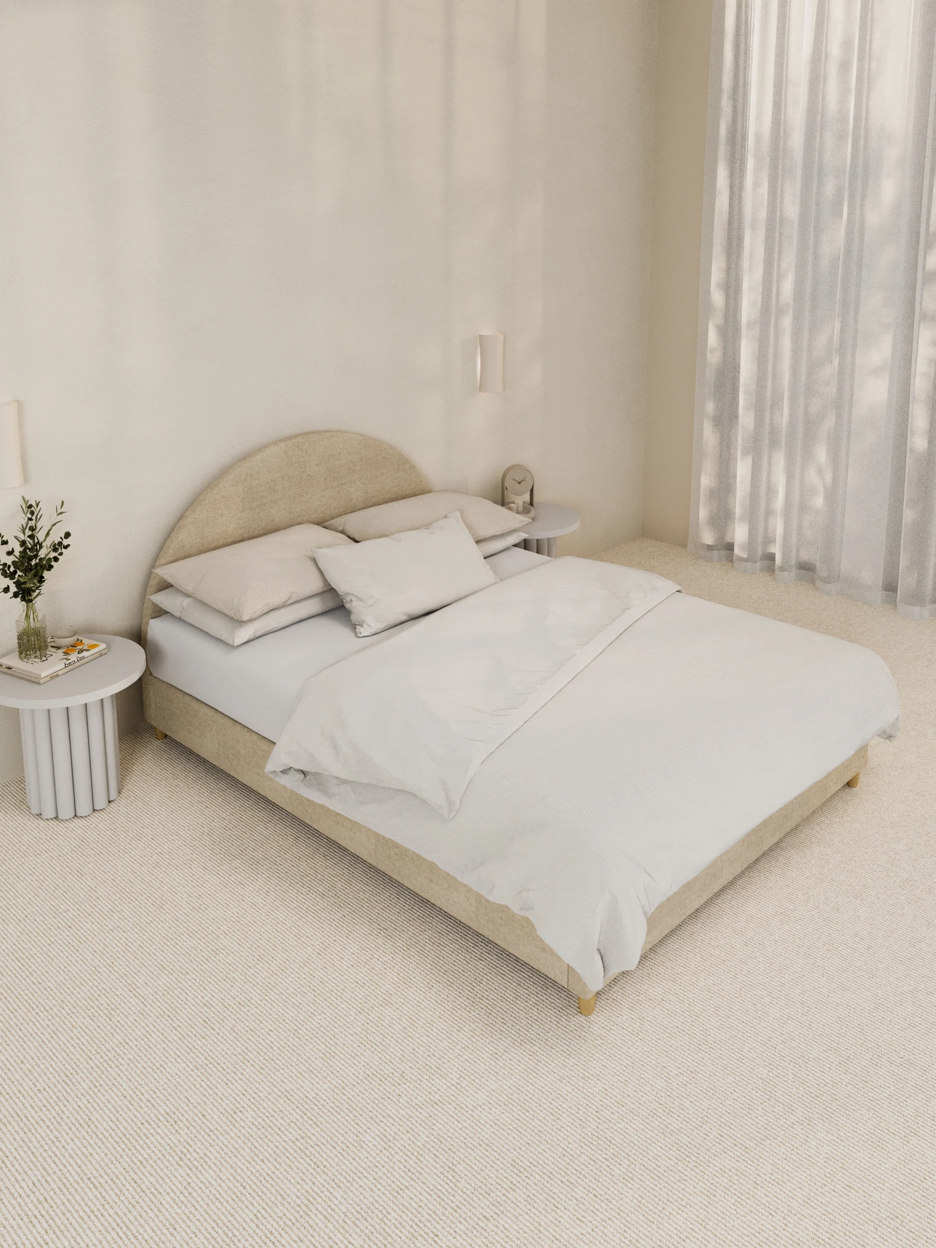 Carla Curve Beige Bed Frame - Image 2