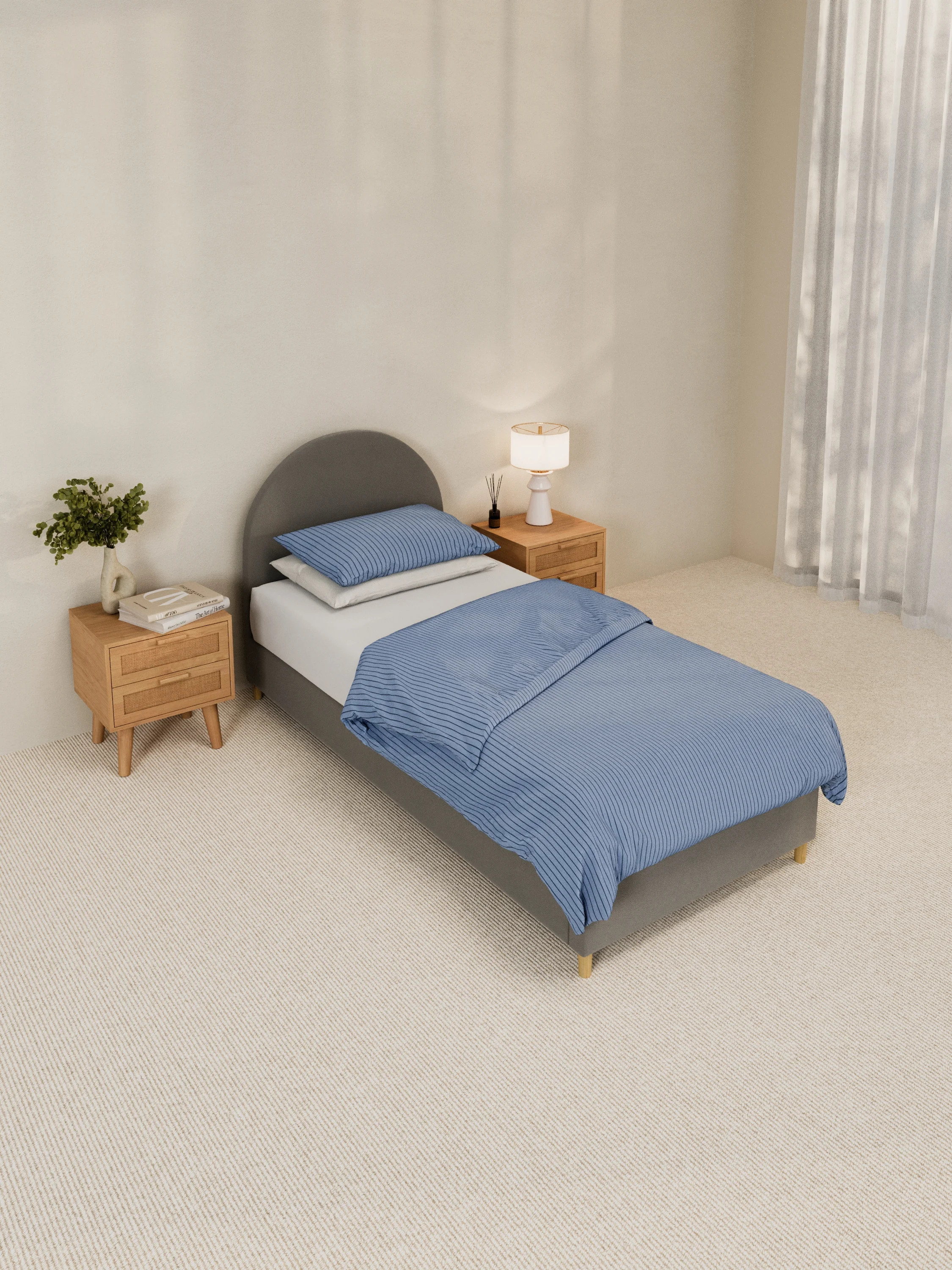 Charlie Curve Grey Fabric Bed Frame - Image 4