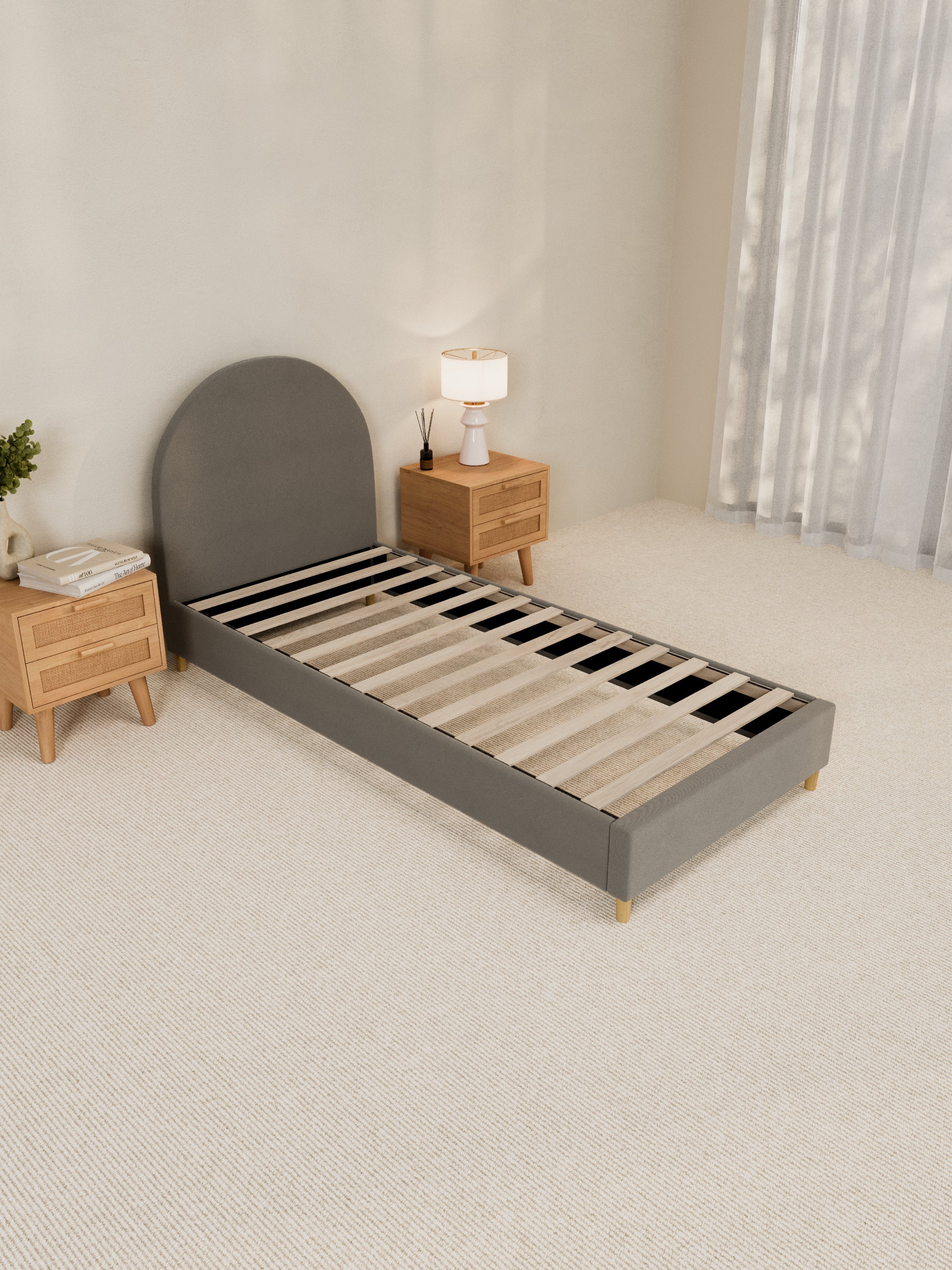 Charlie Curve Grey Fabric Bed Frame - Image 6