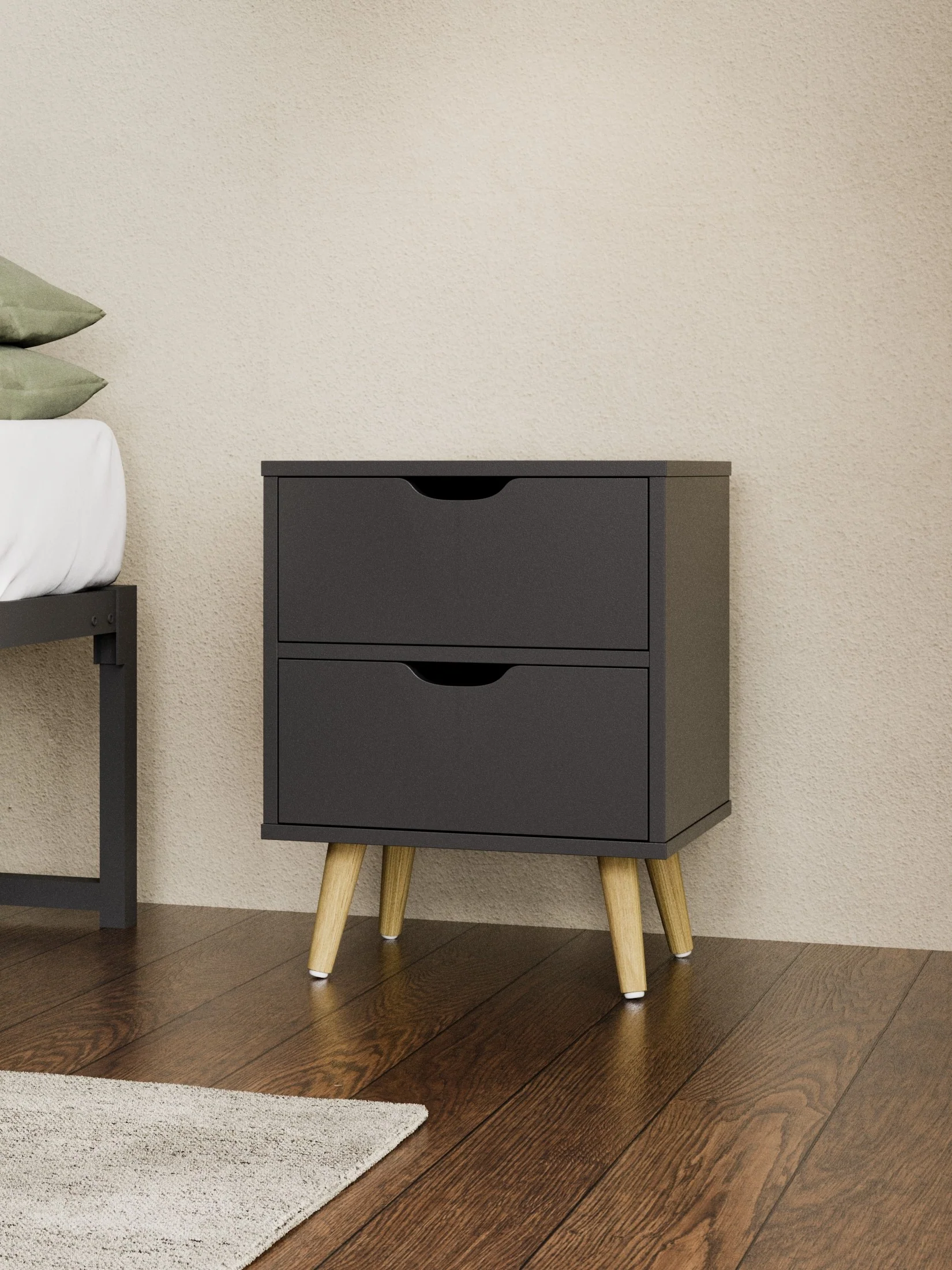 Chelsea Black Wooden Bedside Table - Image 3