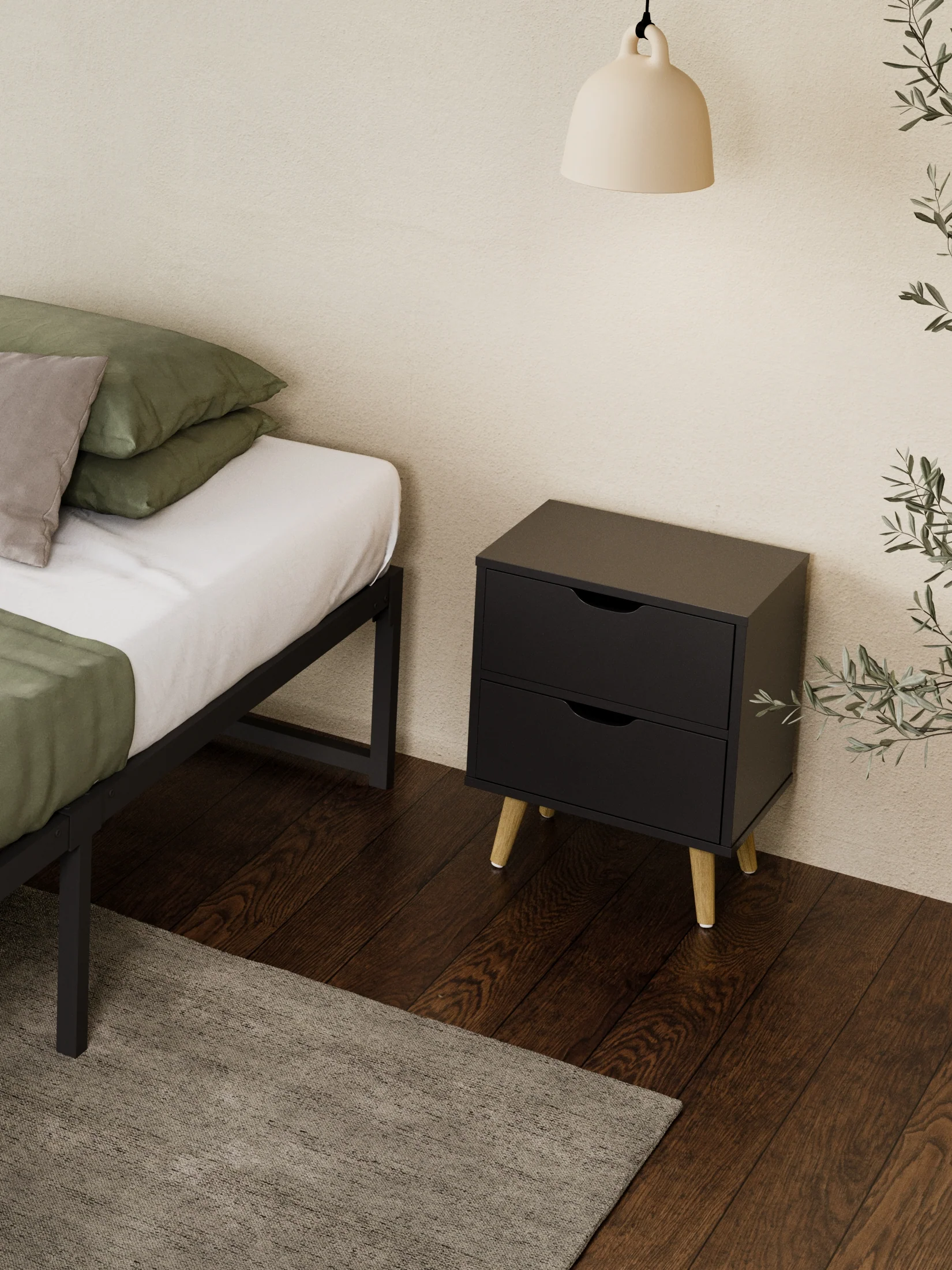 Chelsea Black Wooden Bedside Table - Image 5
