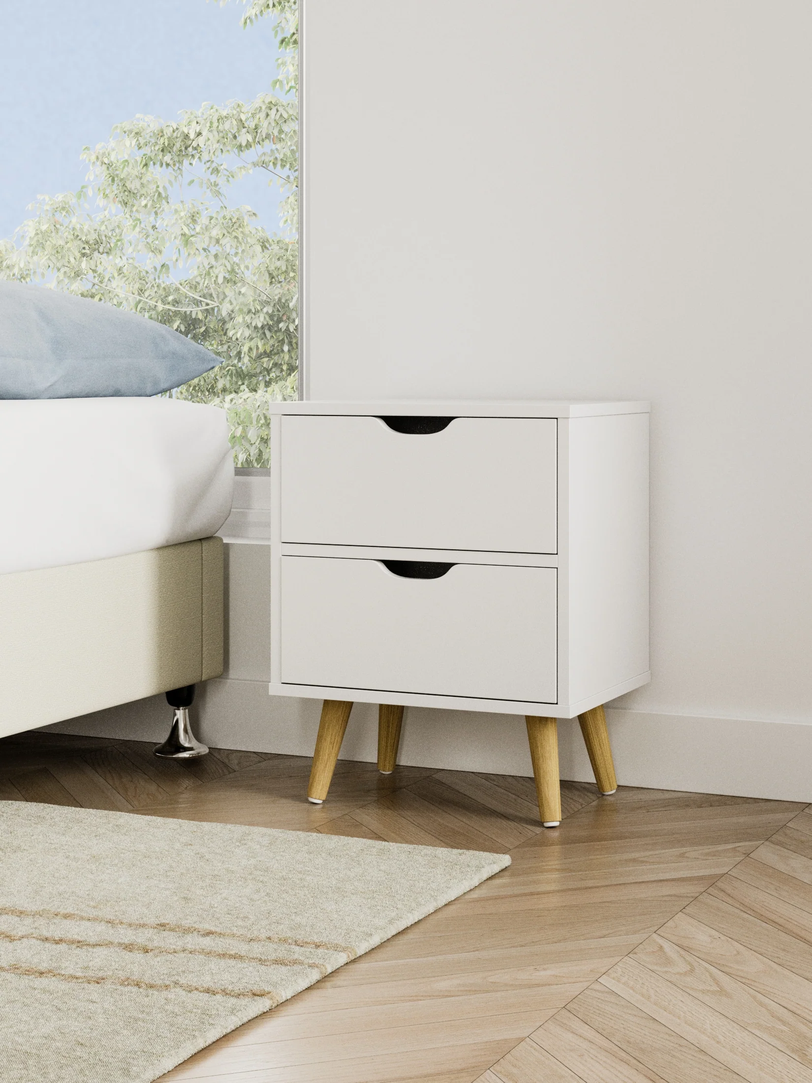 Chelsea White Wooden Bedside Table - Image 3