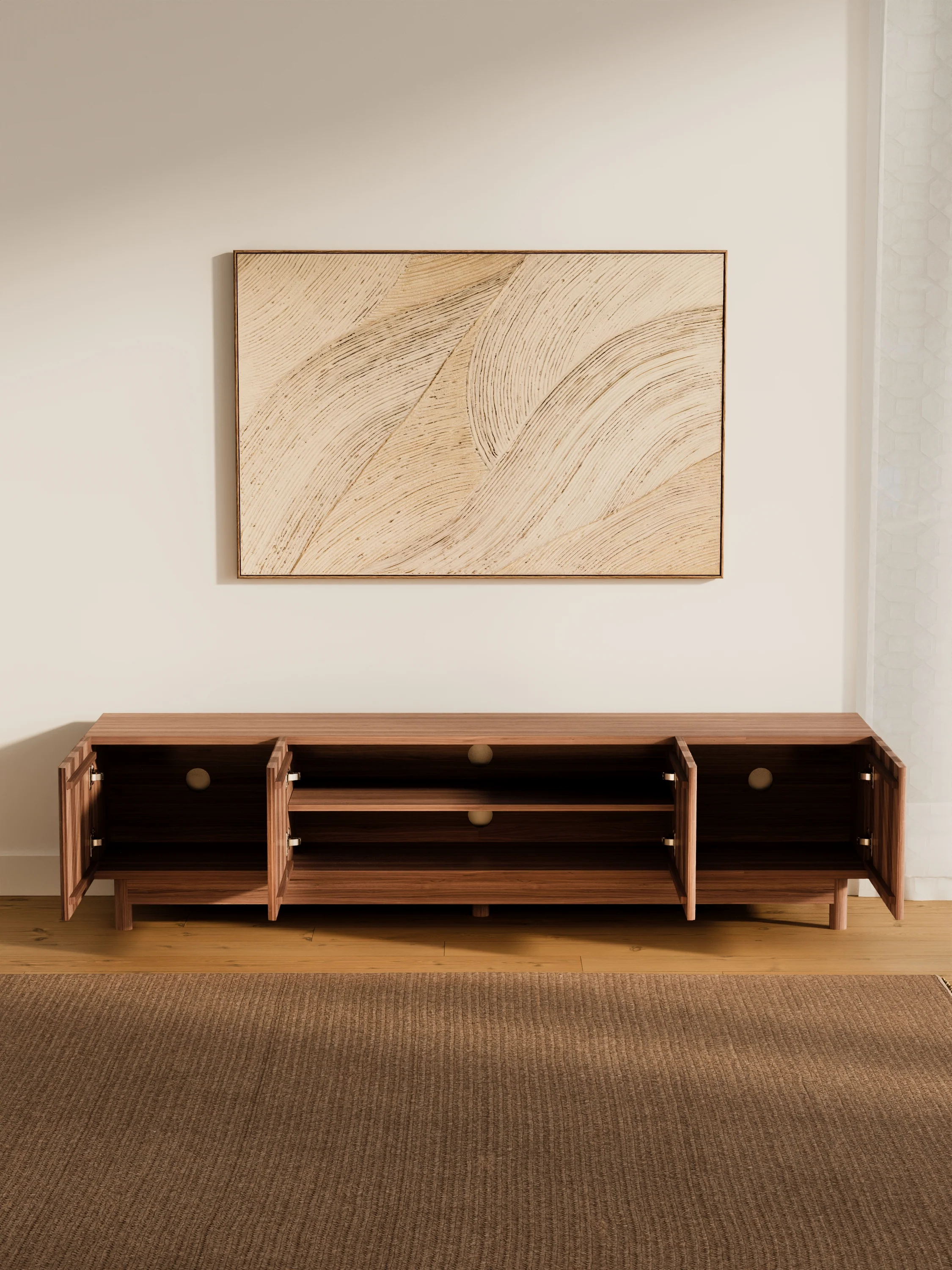 Fiano Premium Walnut Entertainment Unit 180cm - Image 3