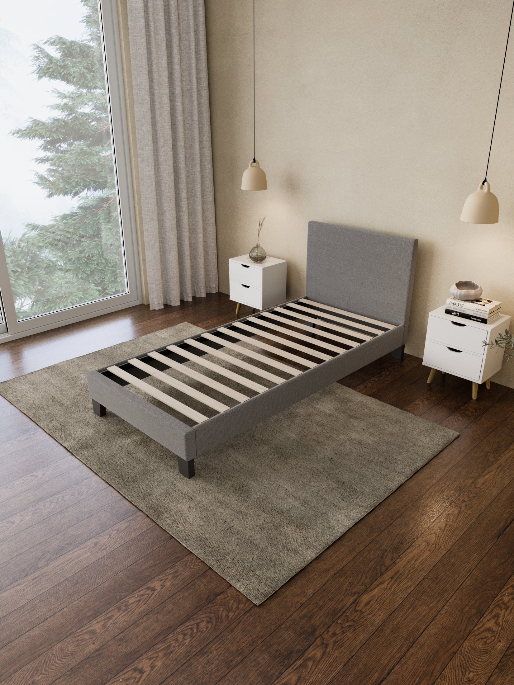 Francis Grey Fabric Bed Frame - Image 5