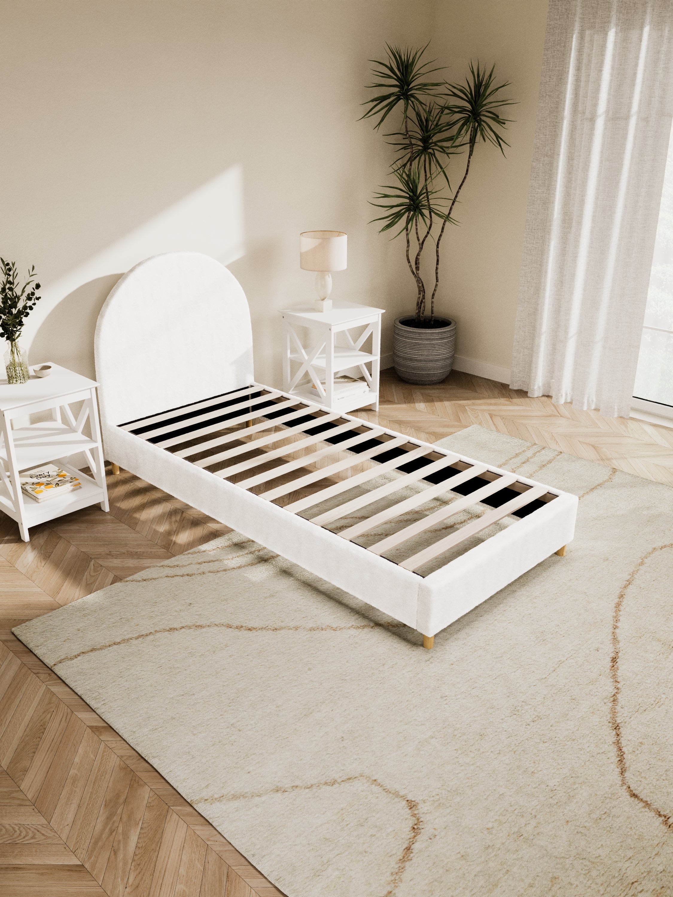Georgia Curve White Boucle Bed Frame - Image 5