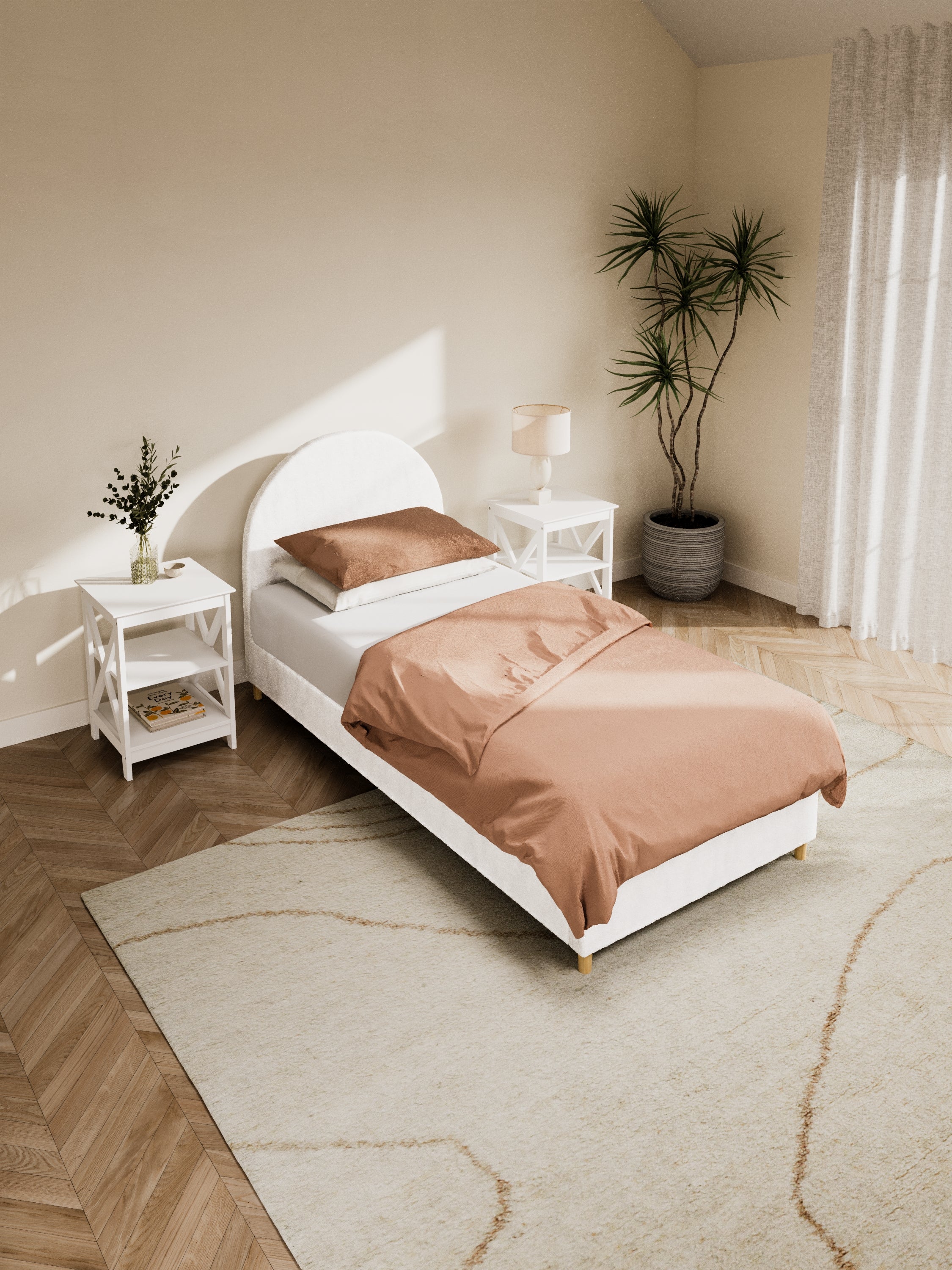Georgia Curve White Boucle Bed Frame - Image 6