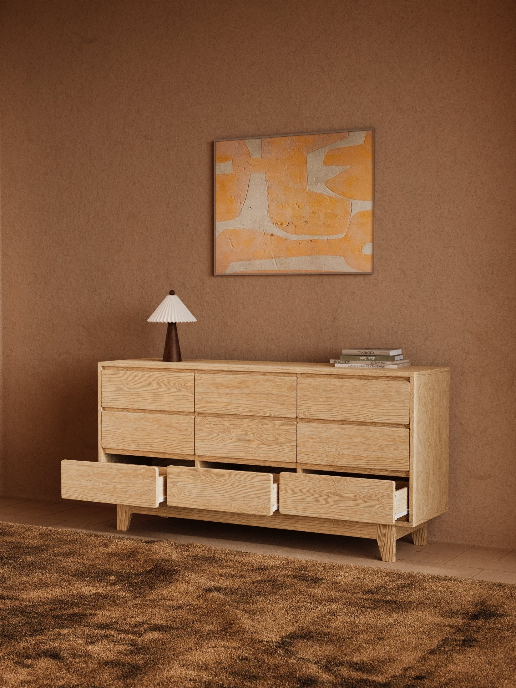 Georgie Natural Oak Lowboy 9-Drawer Dresser - Image 2