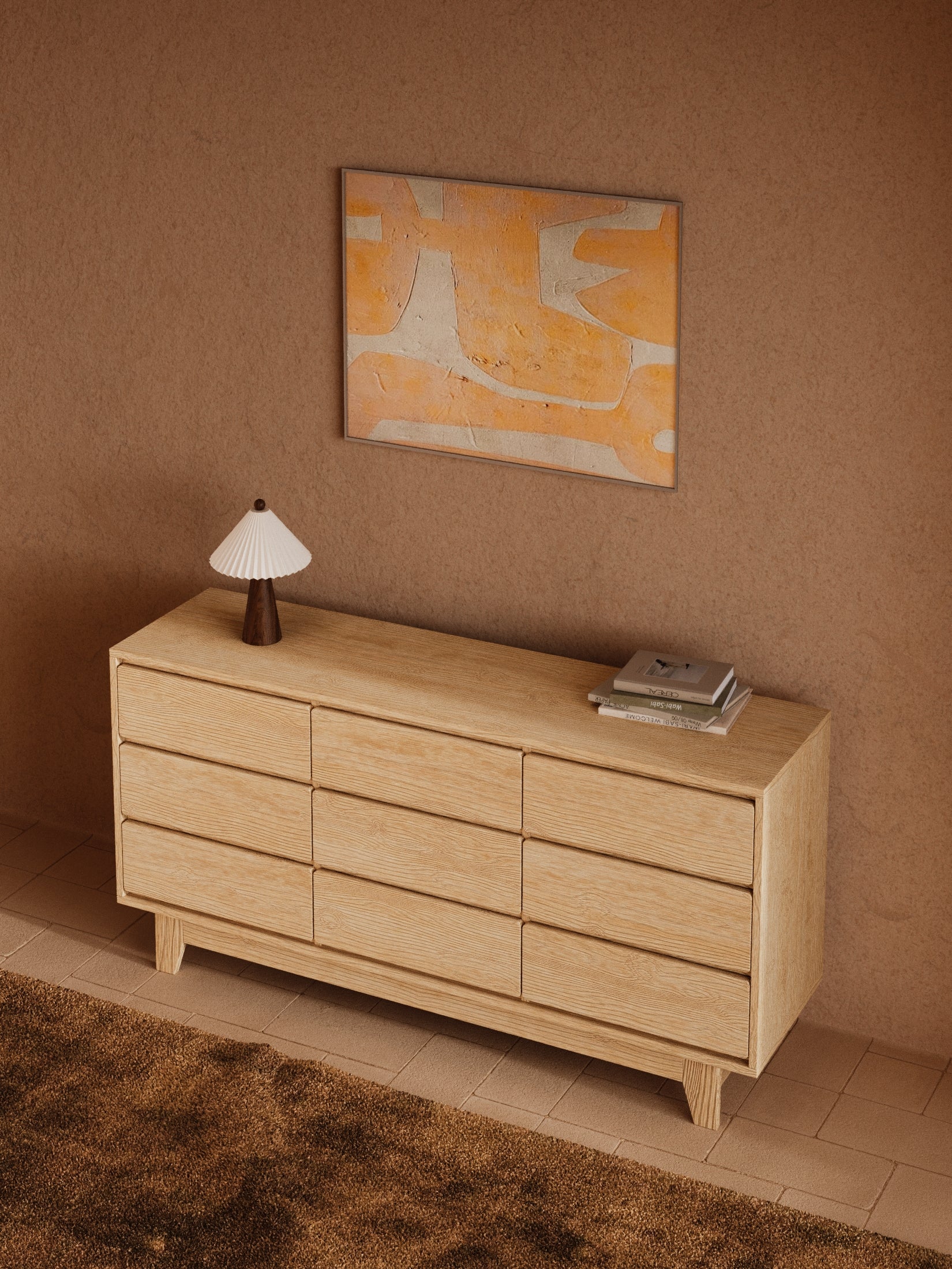 Georgie Natural Oak Lowboy 9-Drawer Dresser - Image 3