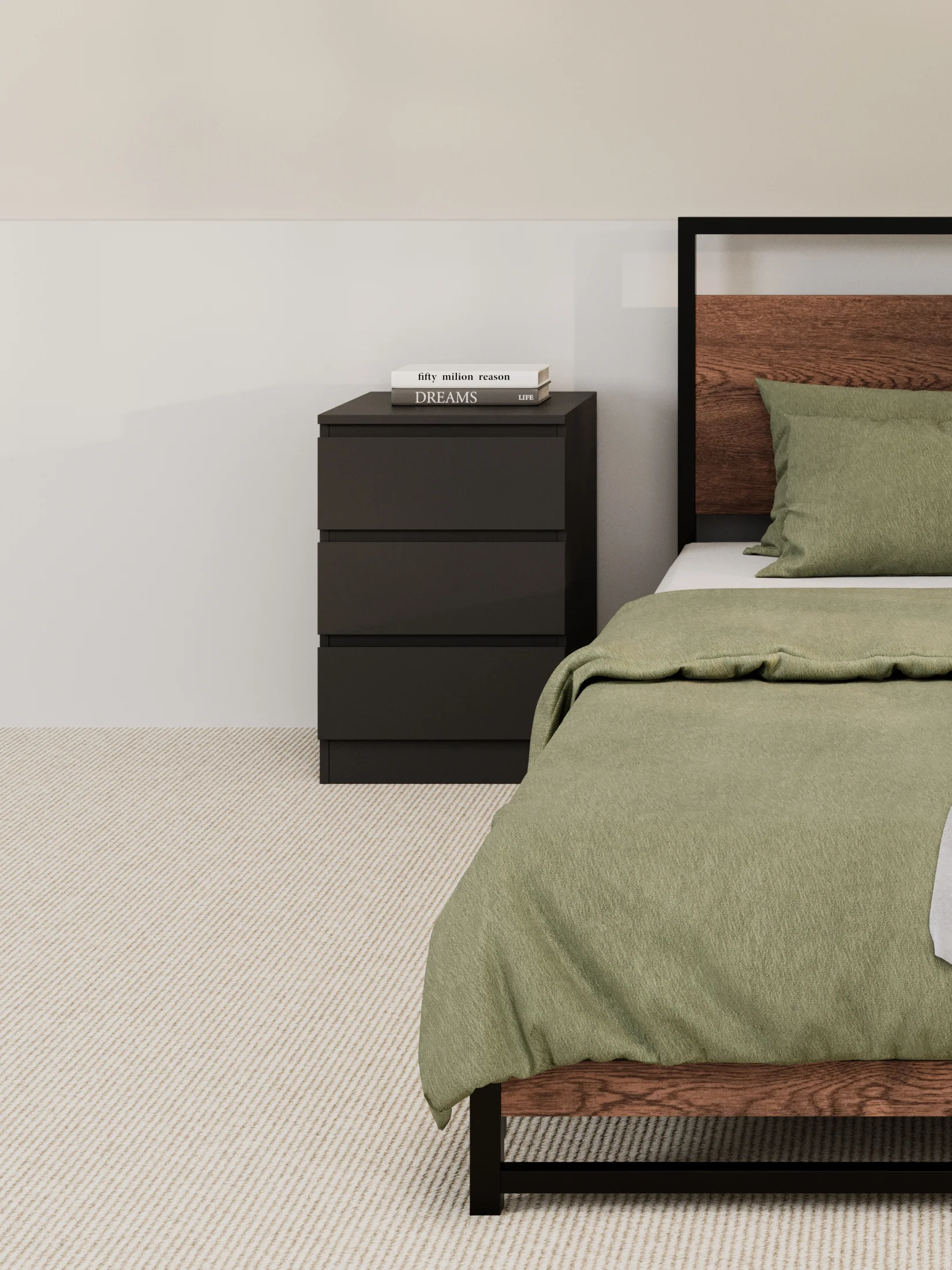 Grace Black Modern Bedside Table - Image 4