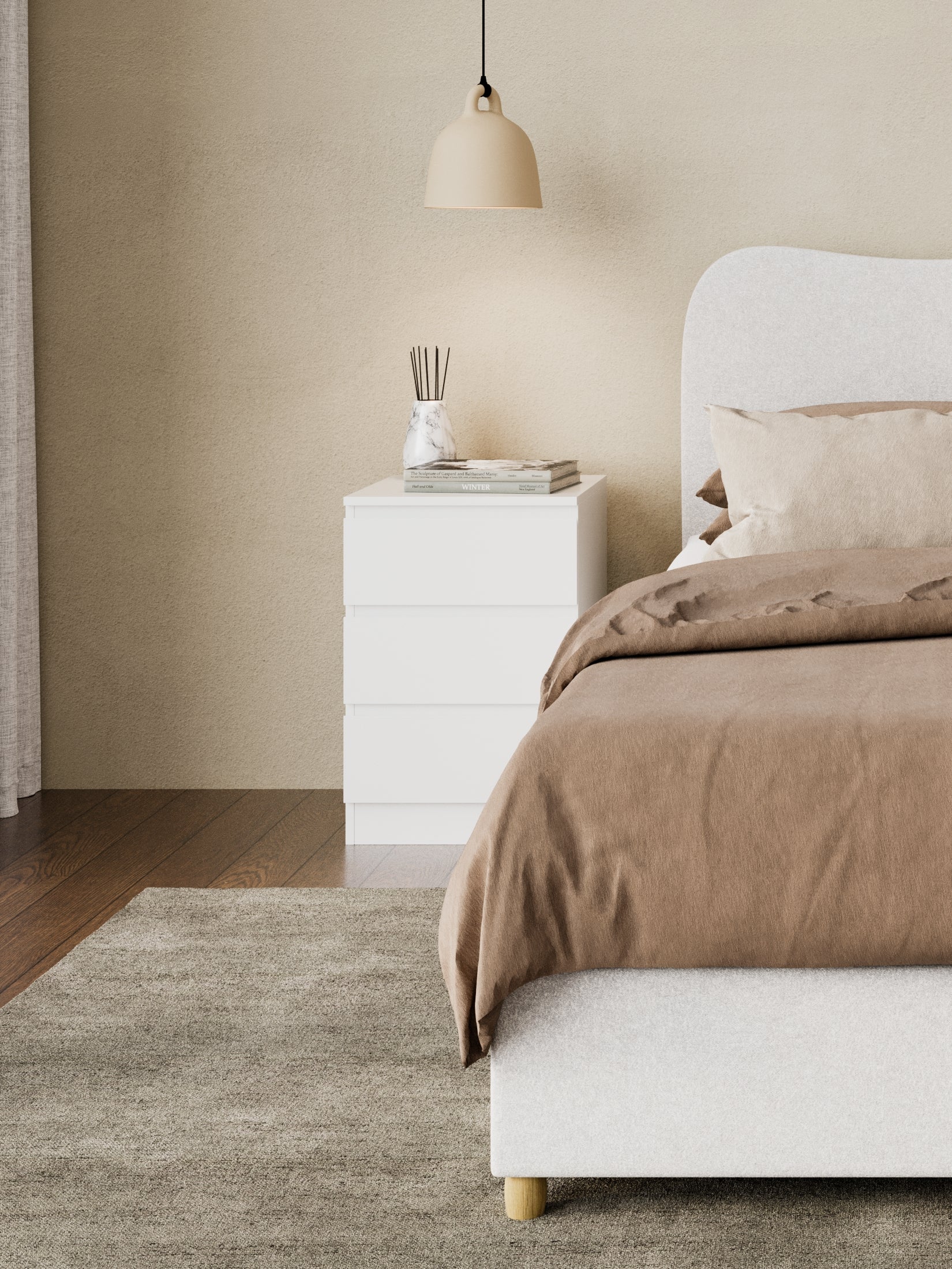 Grace White Modern Bedside Table - Image 4
