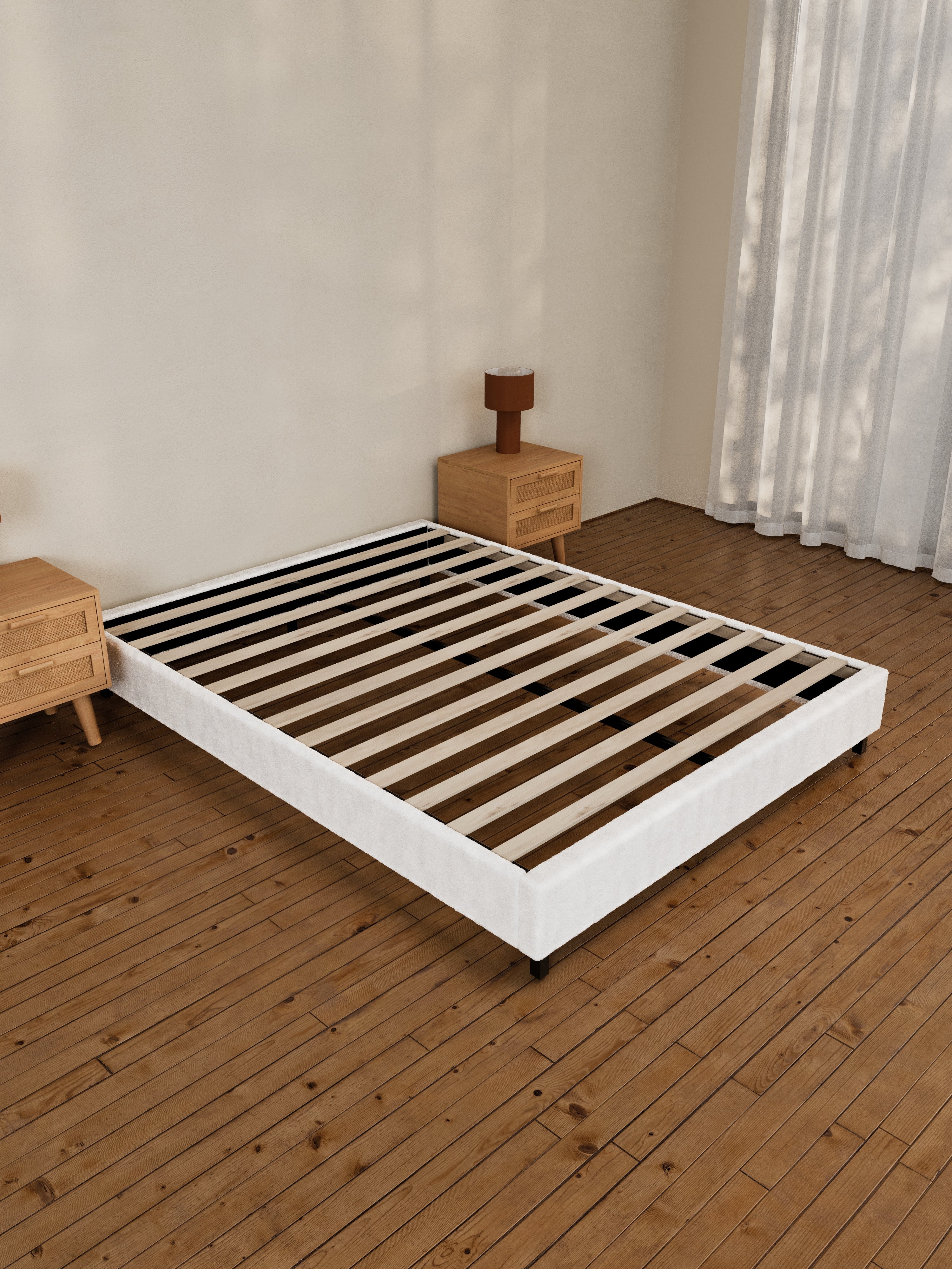 Helena White Boucle Fabric Bed Base - Image 3