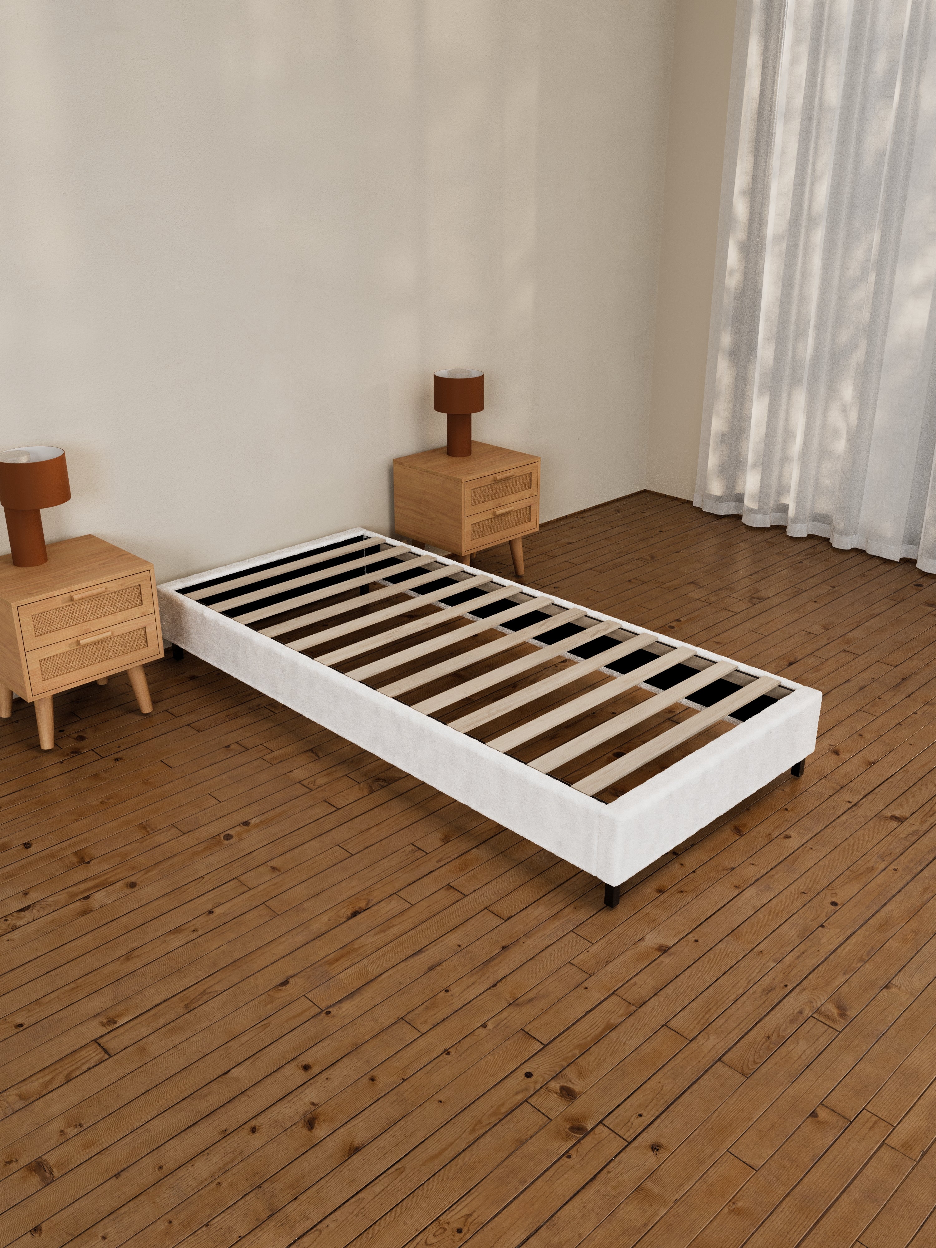 Helena White Boucle Fabric Bed Base - Image 6