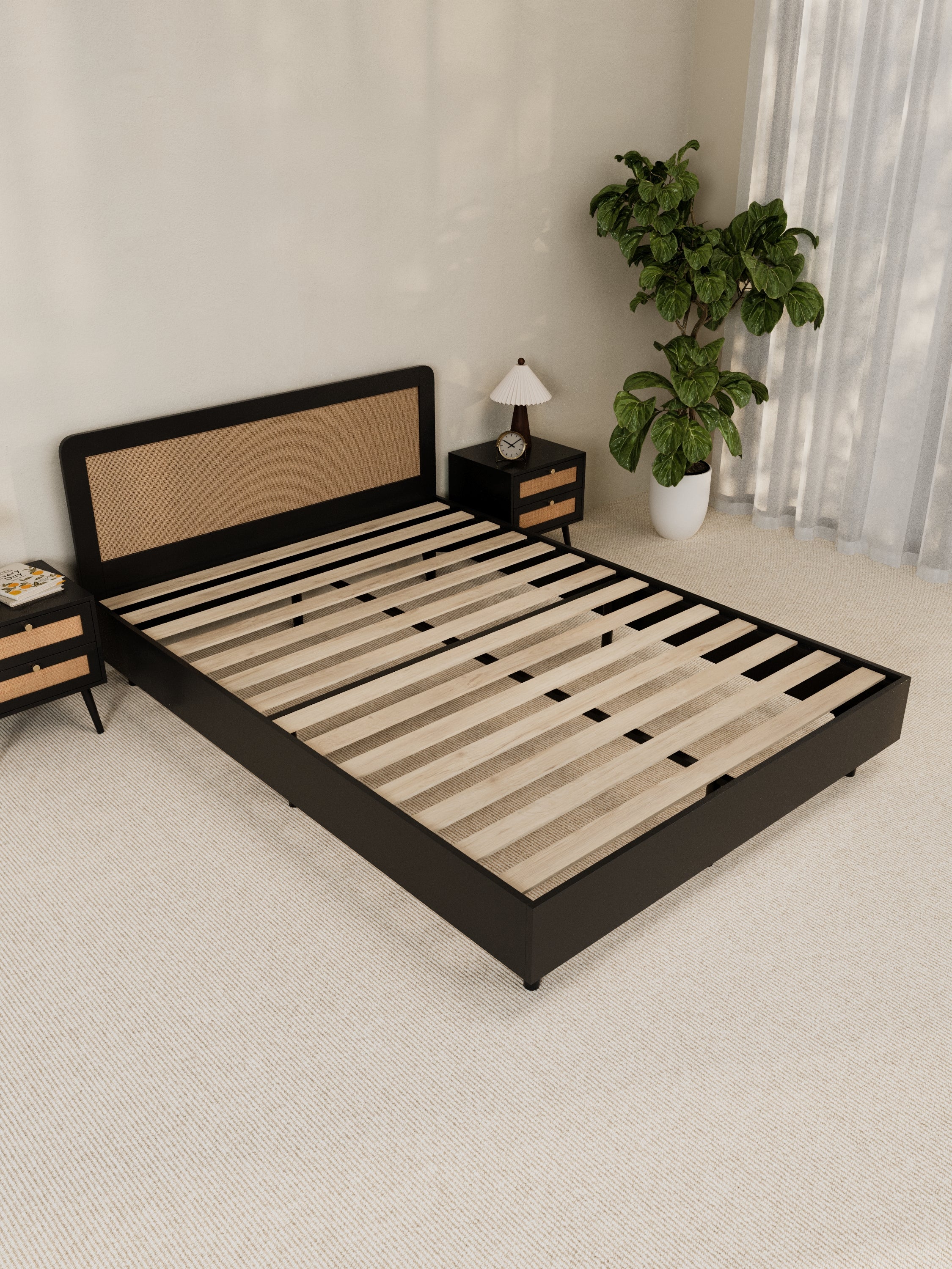 Jodie Black Rattan Bed Frame - Image 3