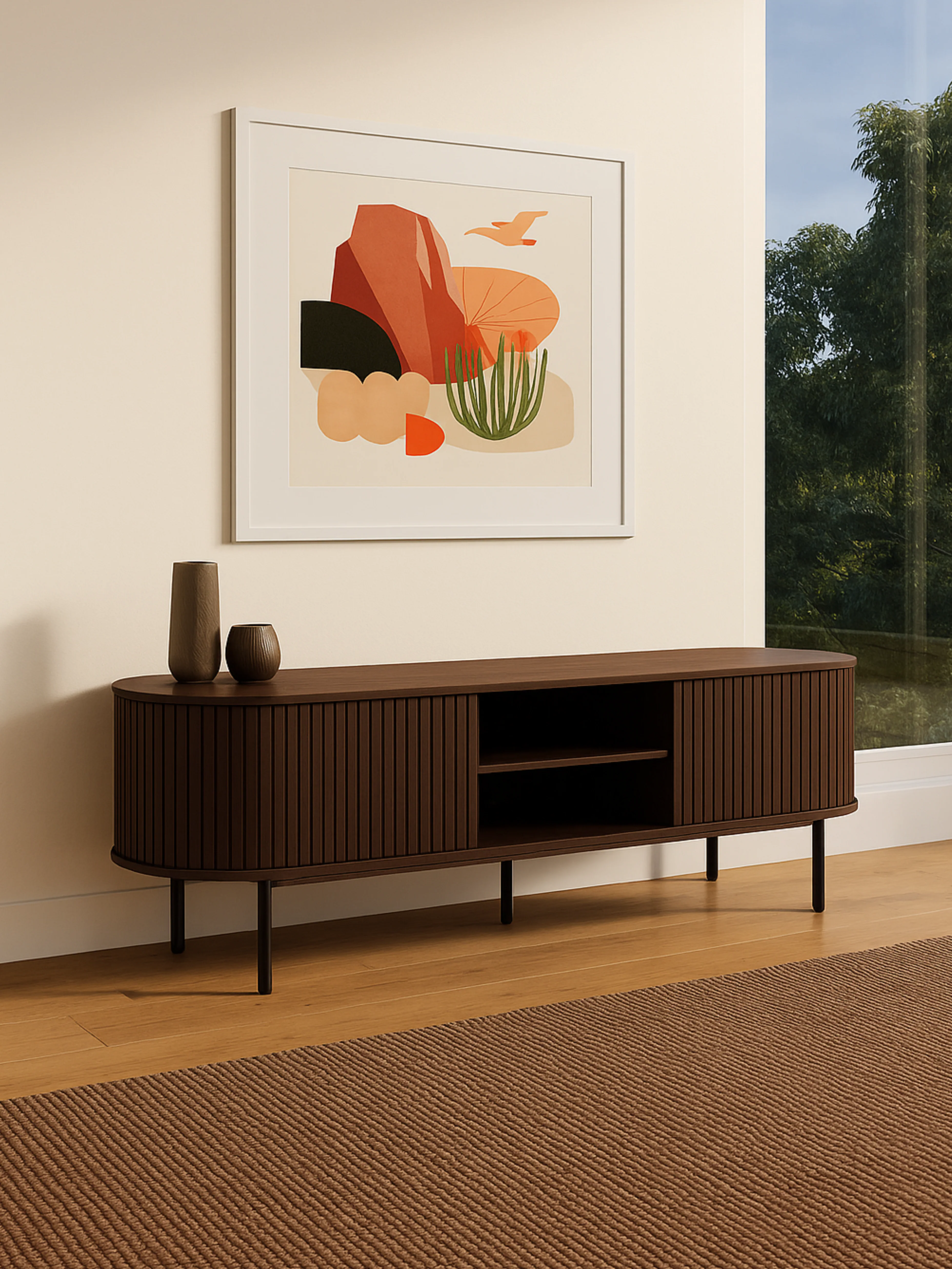 June Espresso Fluted Entertainment Unit 170cm - Image 2