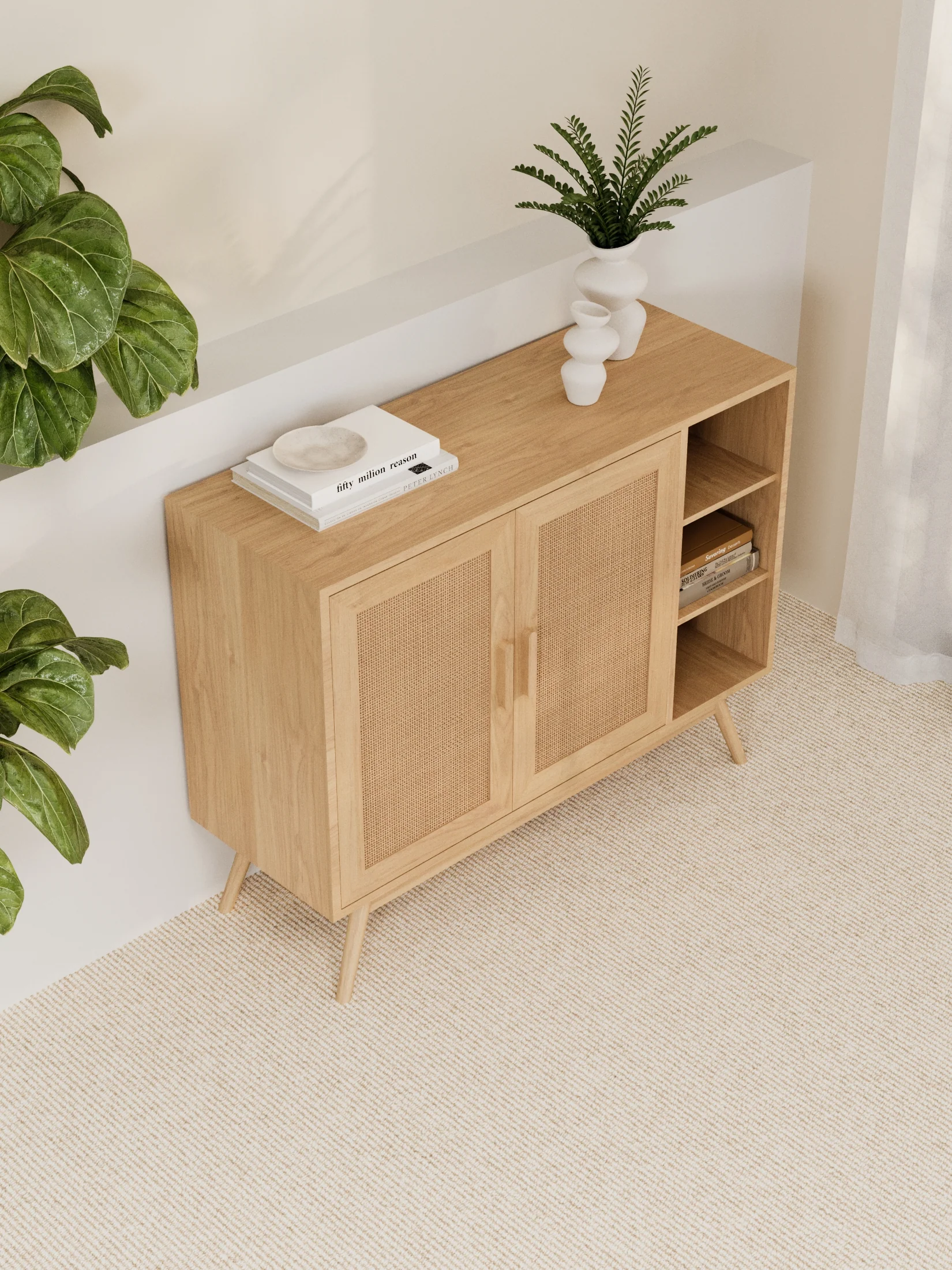 Laura Natural Rattan Sideboard Cabinet Bundle 200cm - Image 3