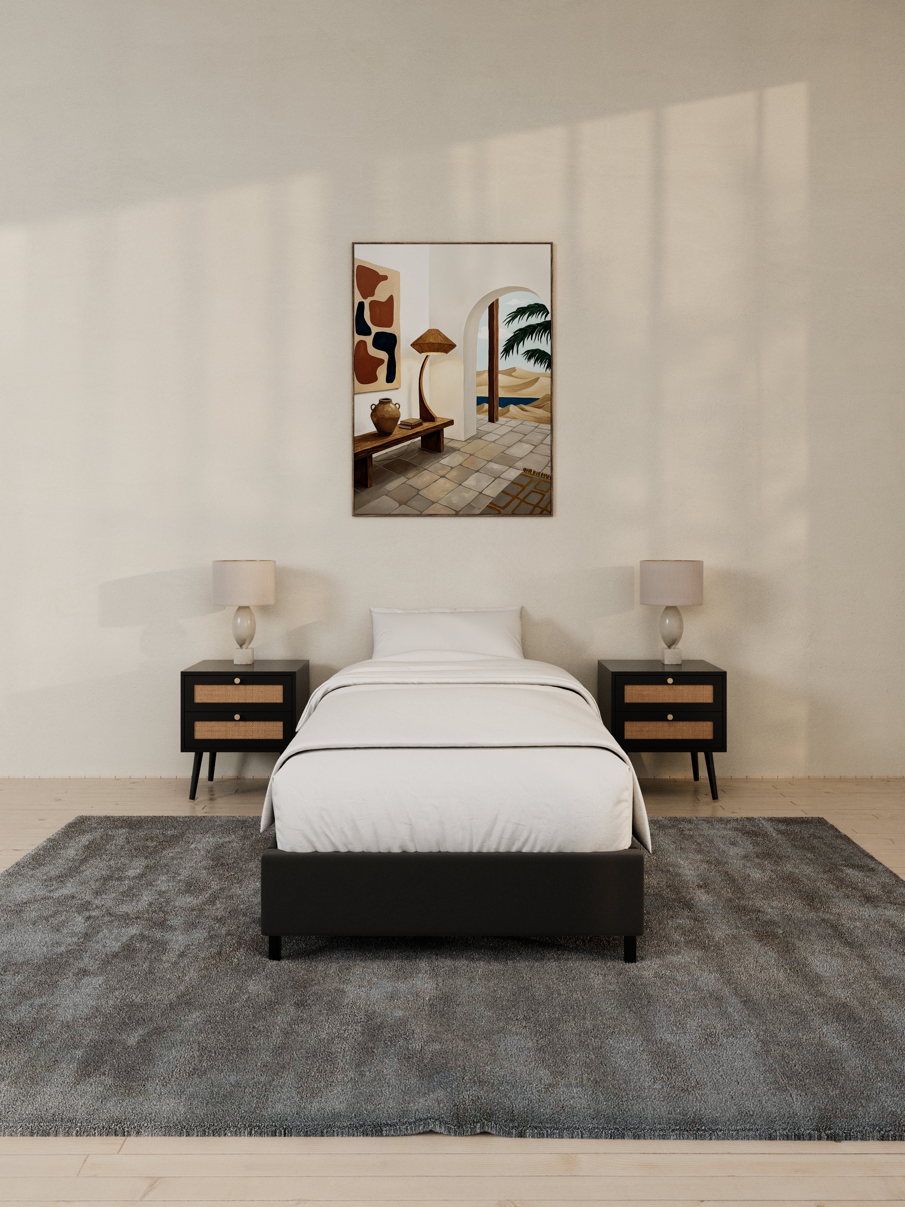 Lewis Charcoal Fabric Bed Base - Image 4
