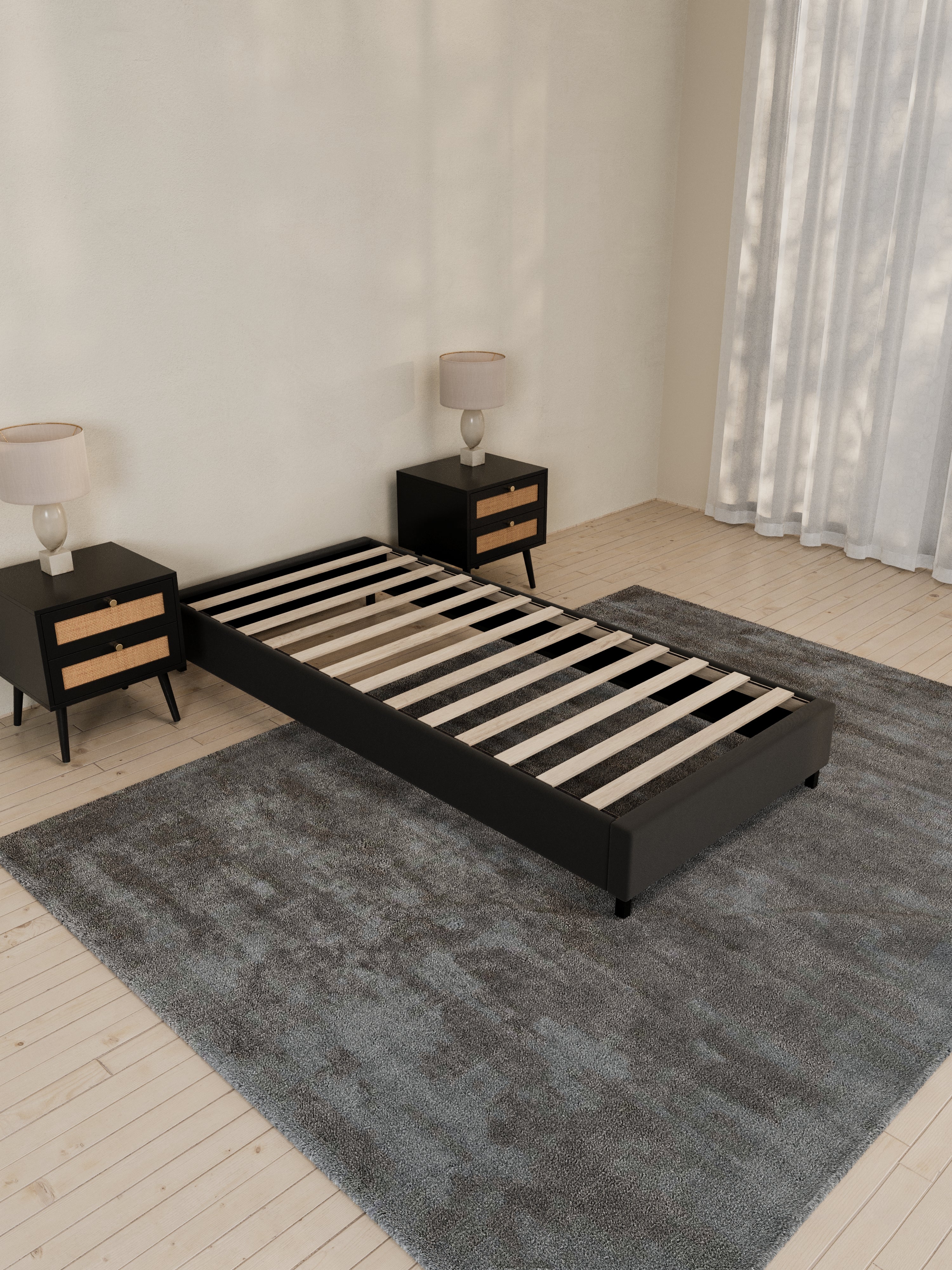 Lewis Charcoal Fabric Bed Base - Image 5