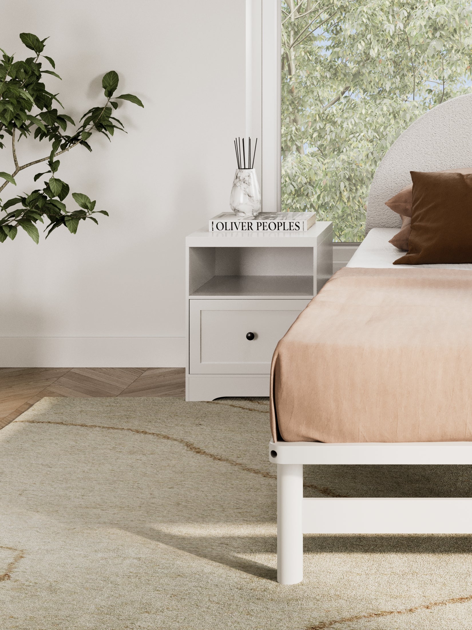 Louise White Hamptons White Bedside Table - Image 4