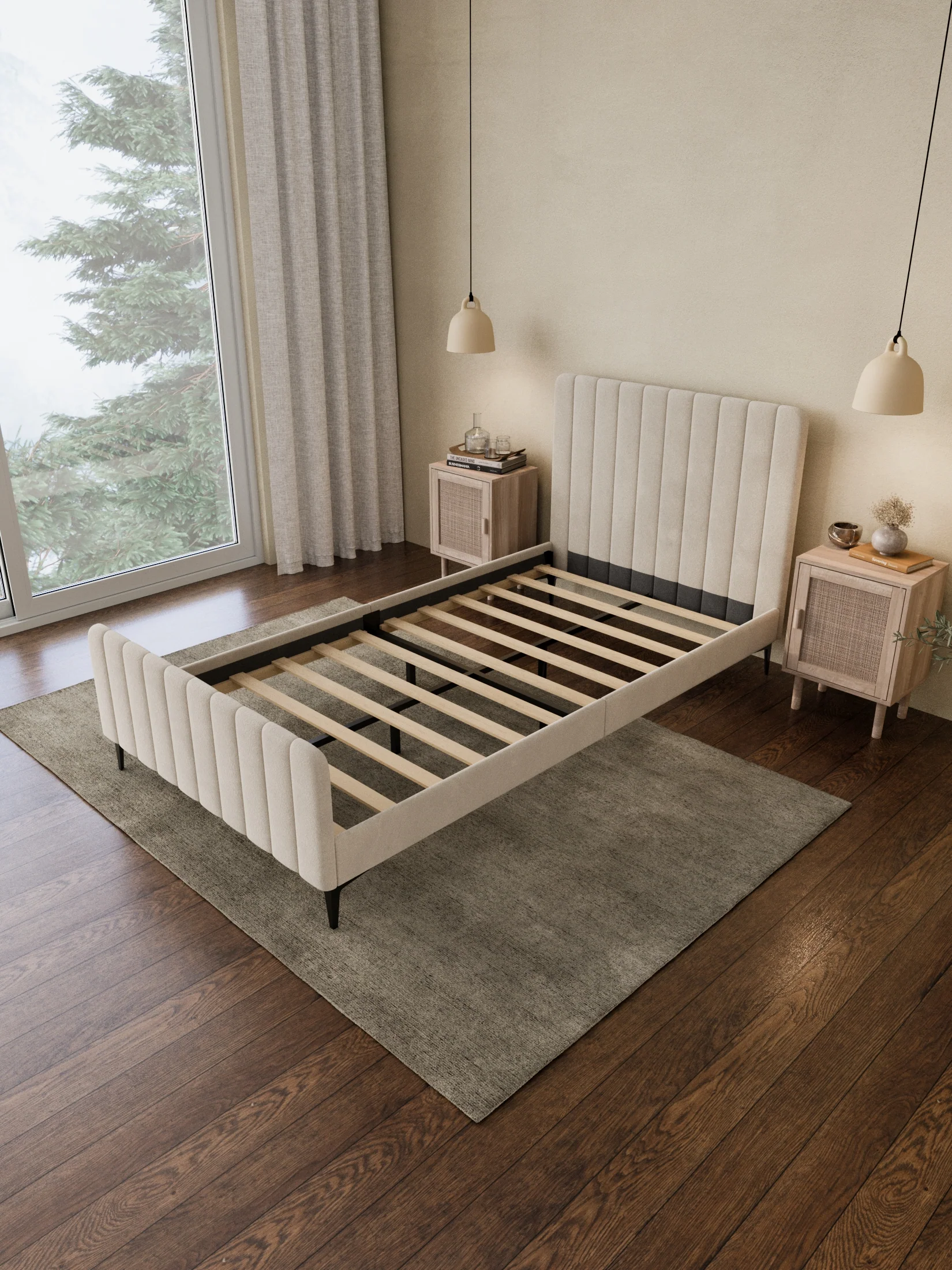 Mandy Off White Velvet Bed Frame - Image 5