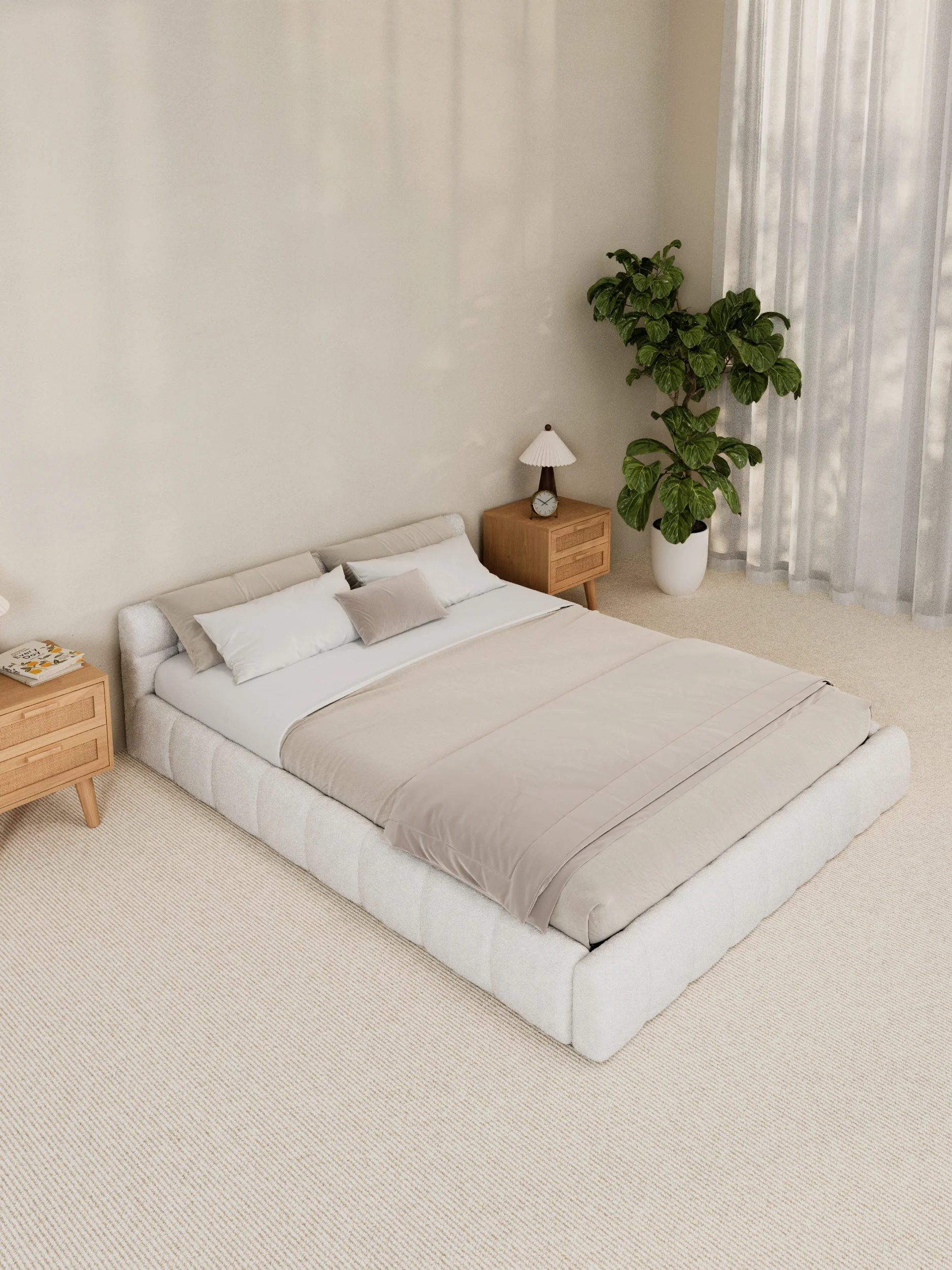 Marshmallow White Cloud Boucle Bed Frame - Image 2