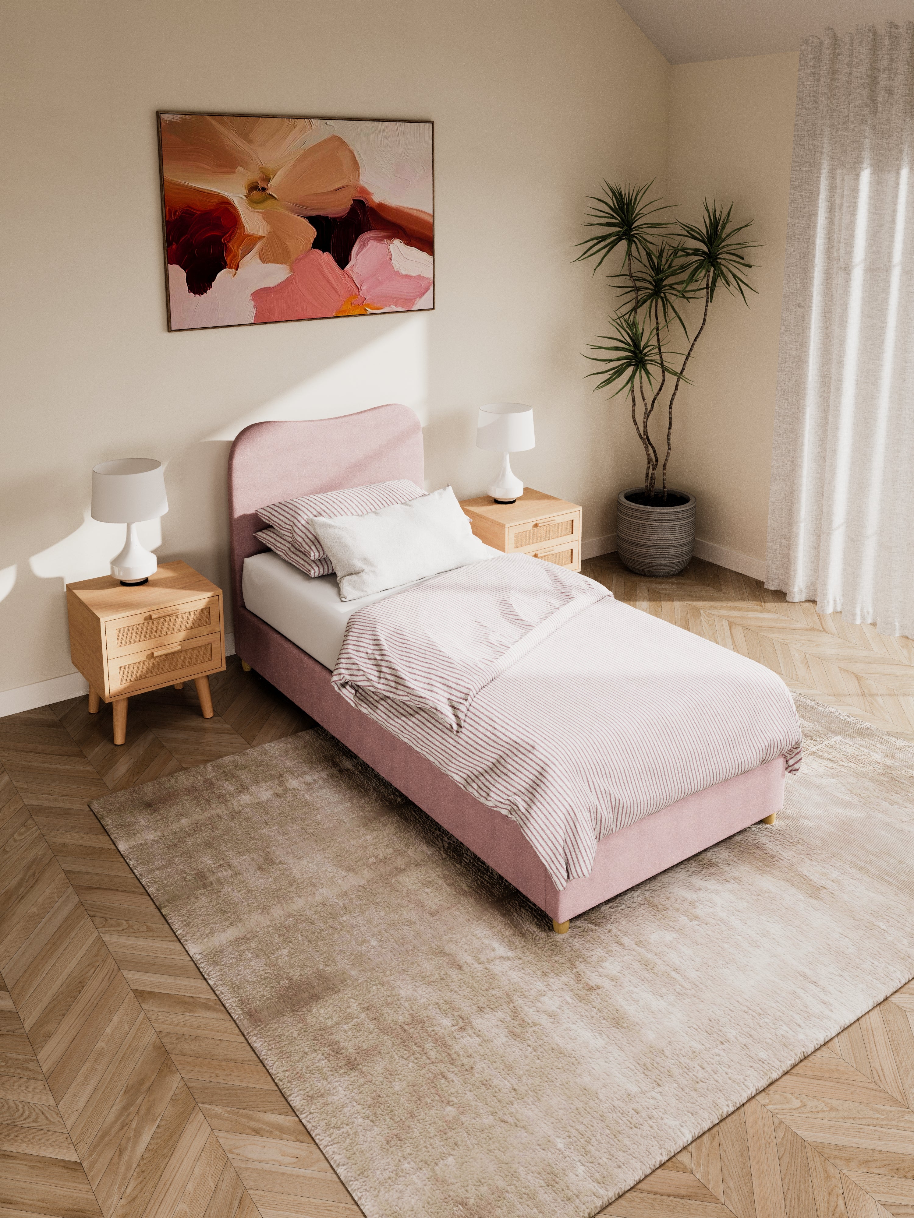 May Plush Pink Wavy Boucle Bed Frame - Image 5