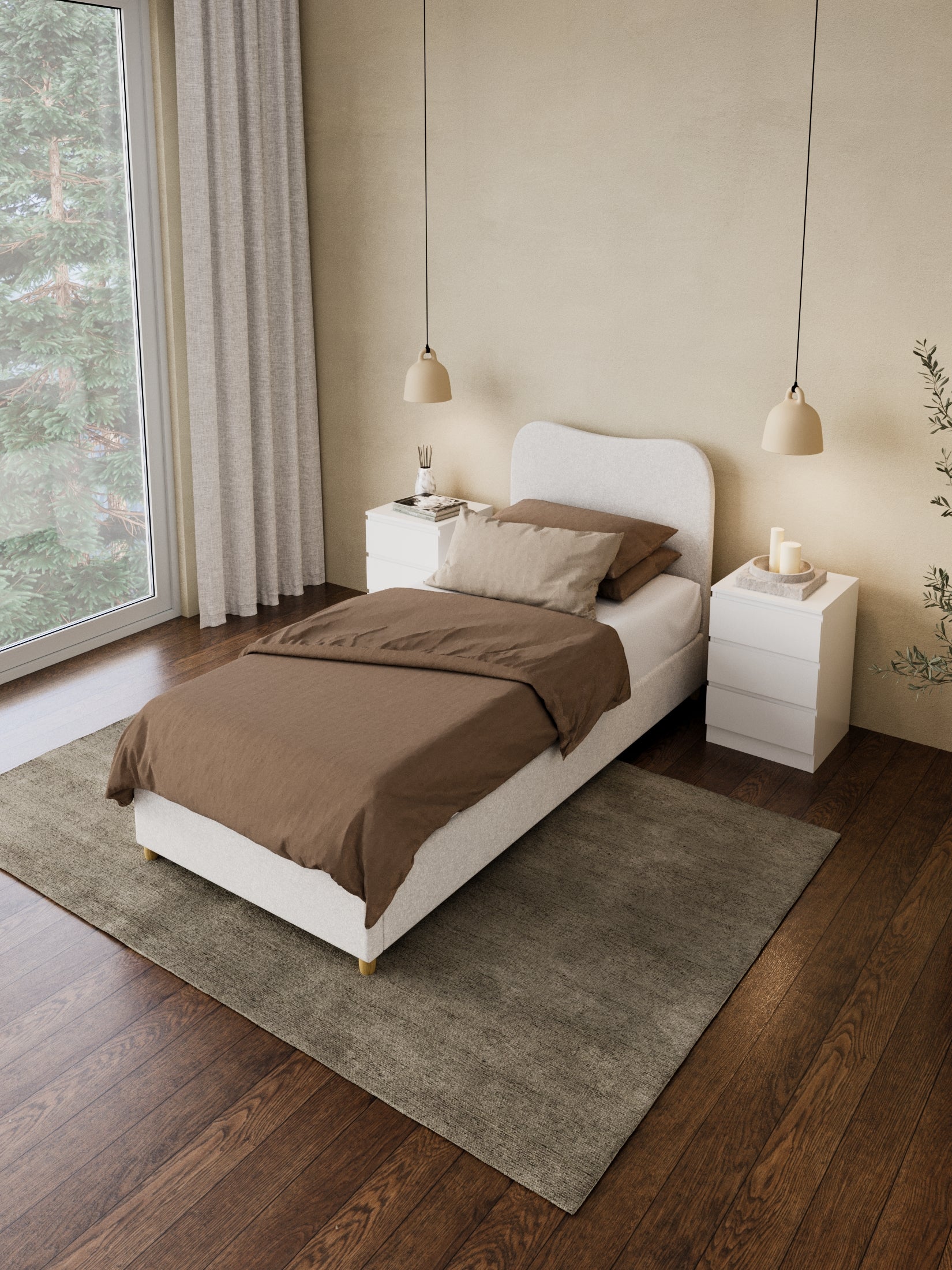 May White Wavy Boucle Bed Frame - Image 4