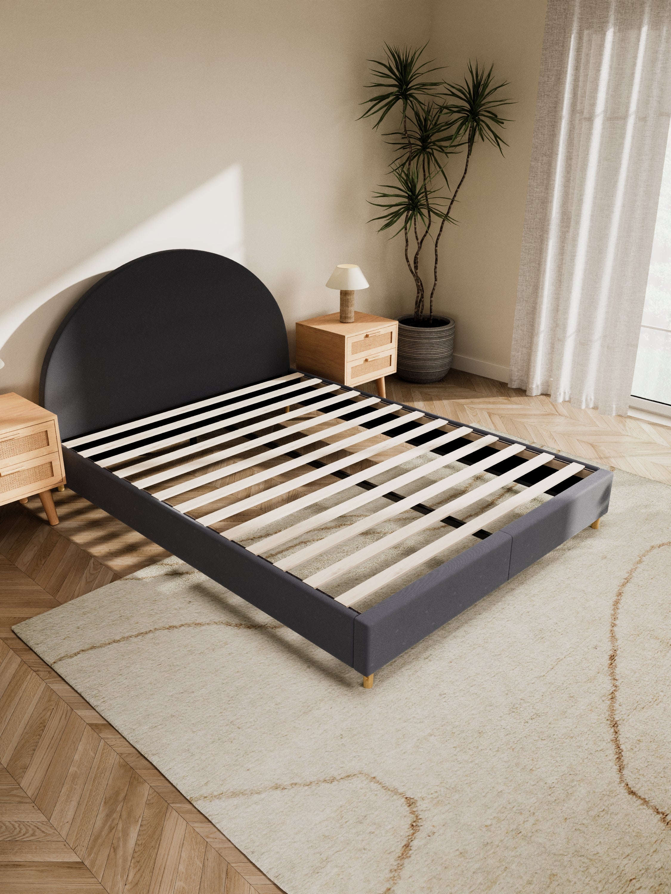 Nelson Curve Charcoal Fabric Bed Frame - Image 2