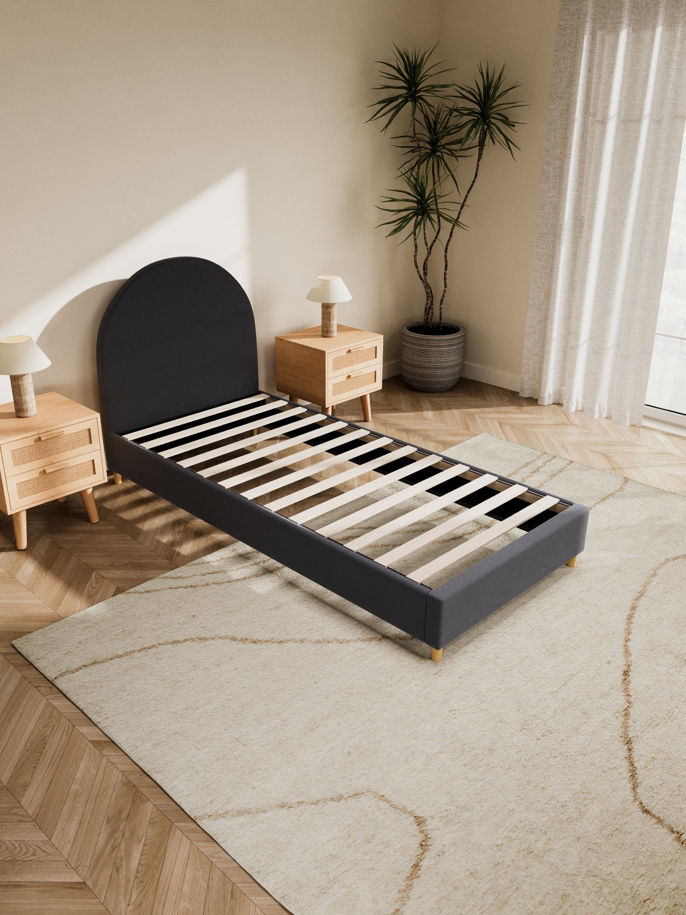 Nelson Curve Charcoal Fabric Bed Frame - Image 5
