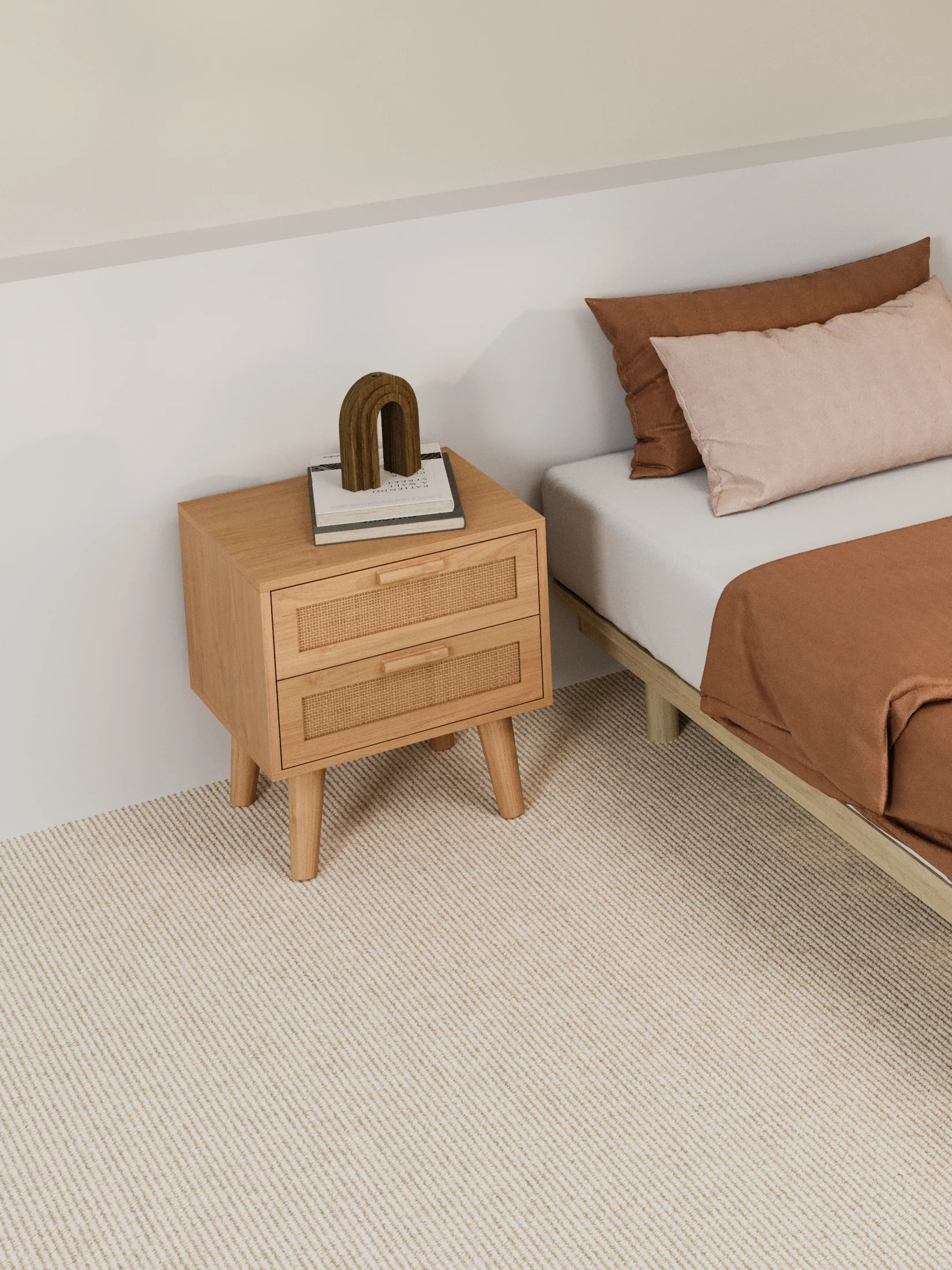 Nina Rattan Wooden Bedside Table - Image 4