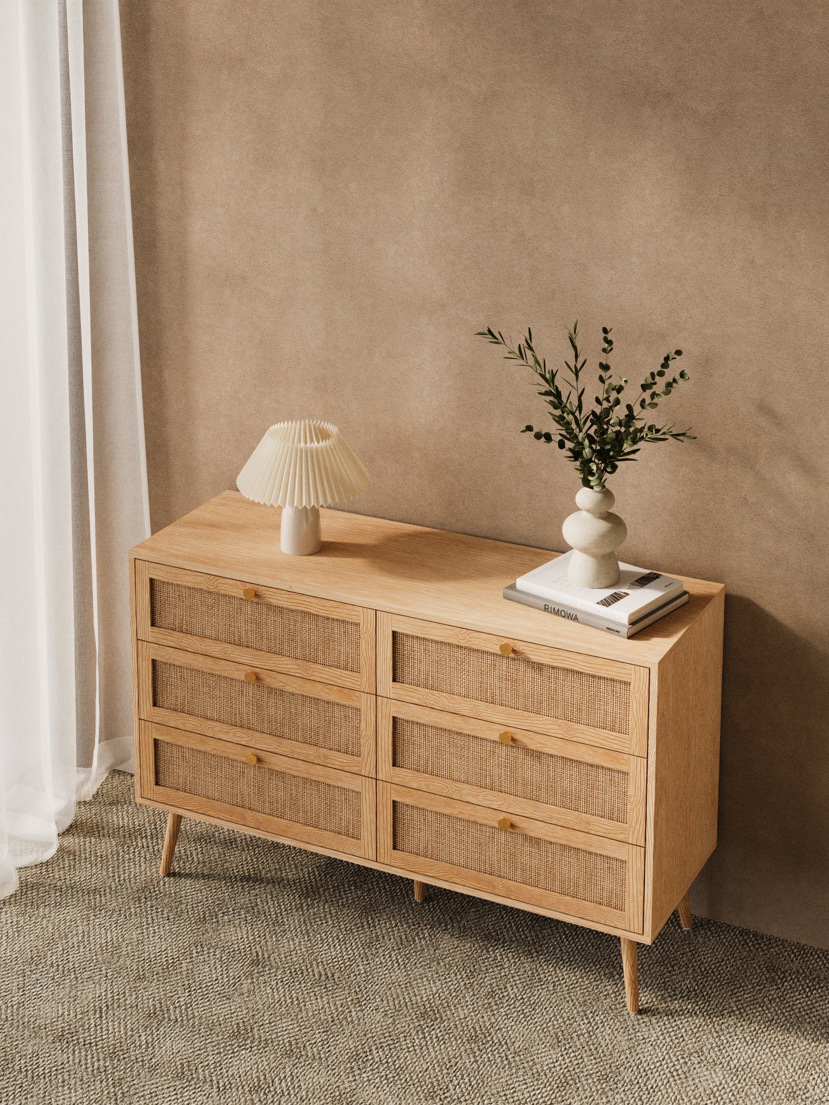 Olivia Natural Rattan 6-Drawer Dresser - Image 3