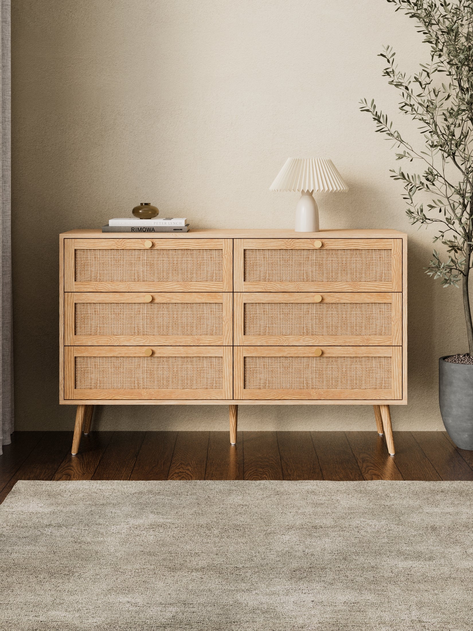 Olivia Natural Rattan 6-Drawer Dresser - Image 4