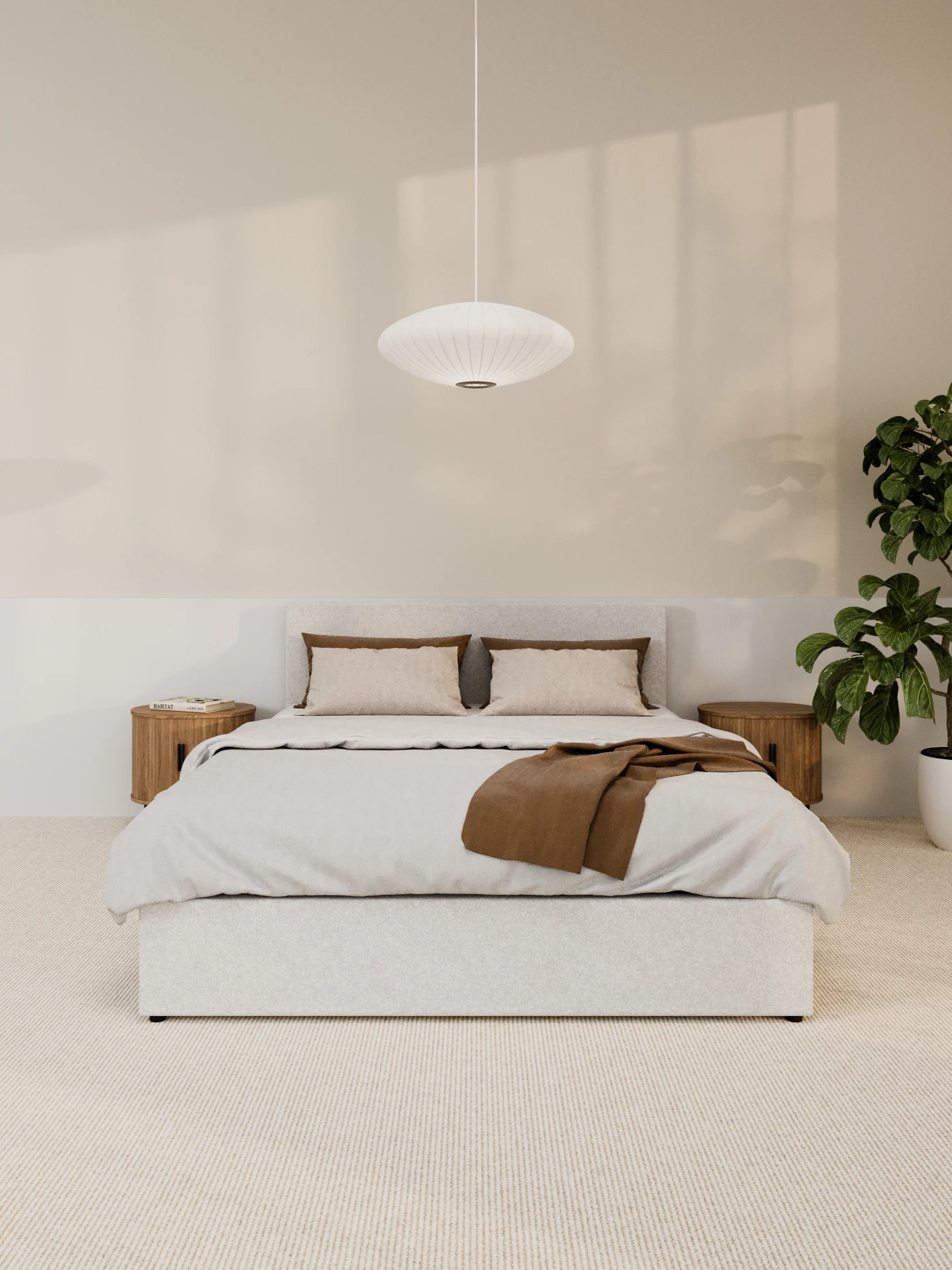 Paradise White Boucle Gas Lift Bed Frame - Image 3