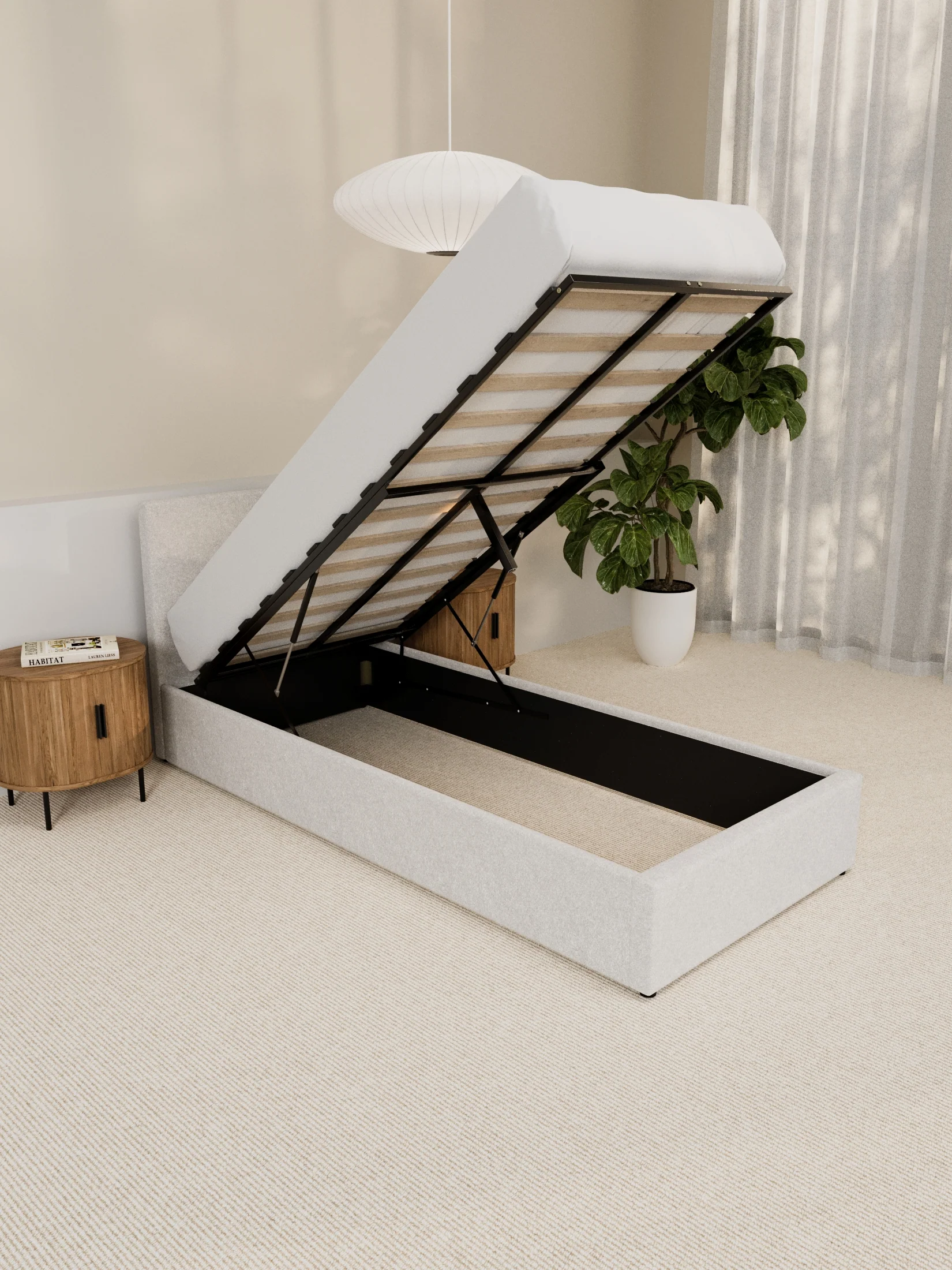 Paradise White Boucle Gas Lift Bed Frame - Image 6
