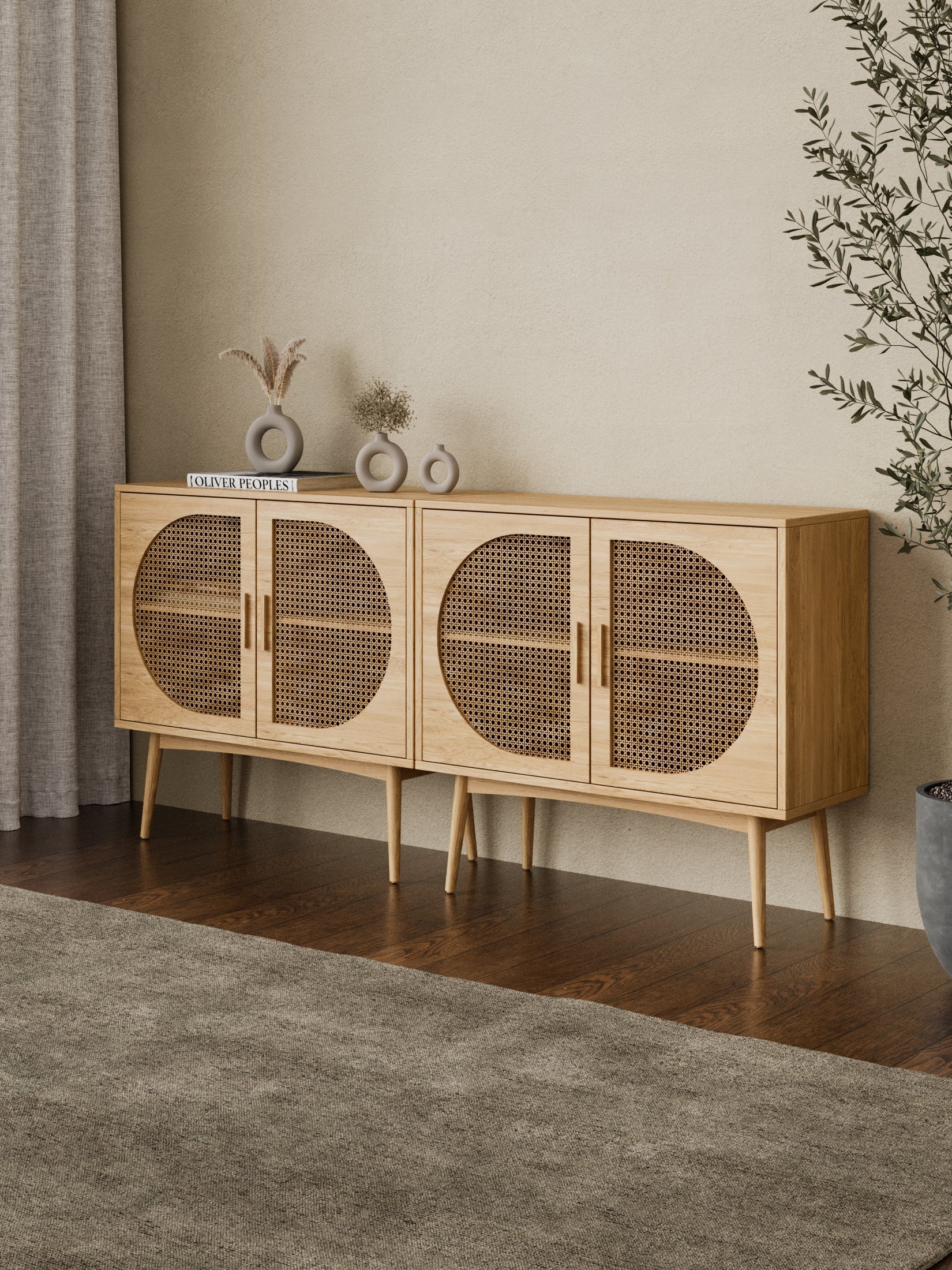Roman Natural Rattan Sideboard Cabinet - Image 4