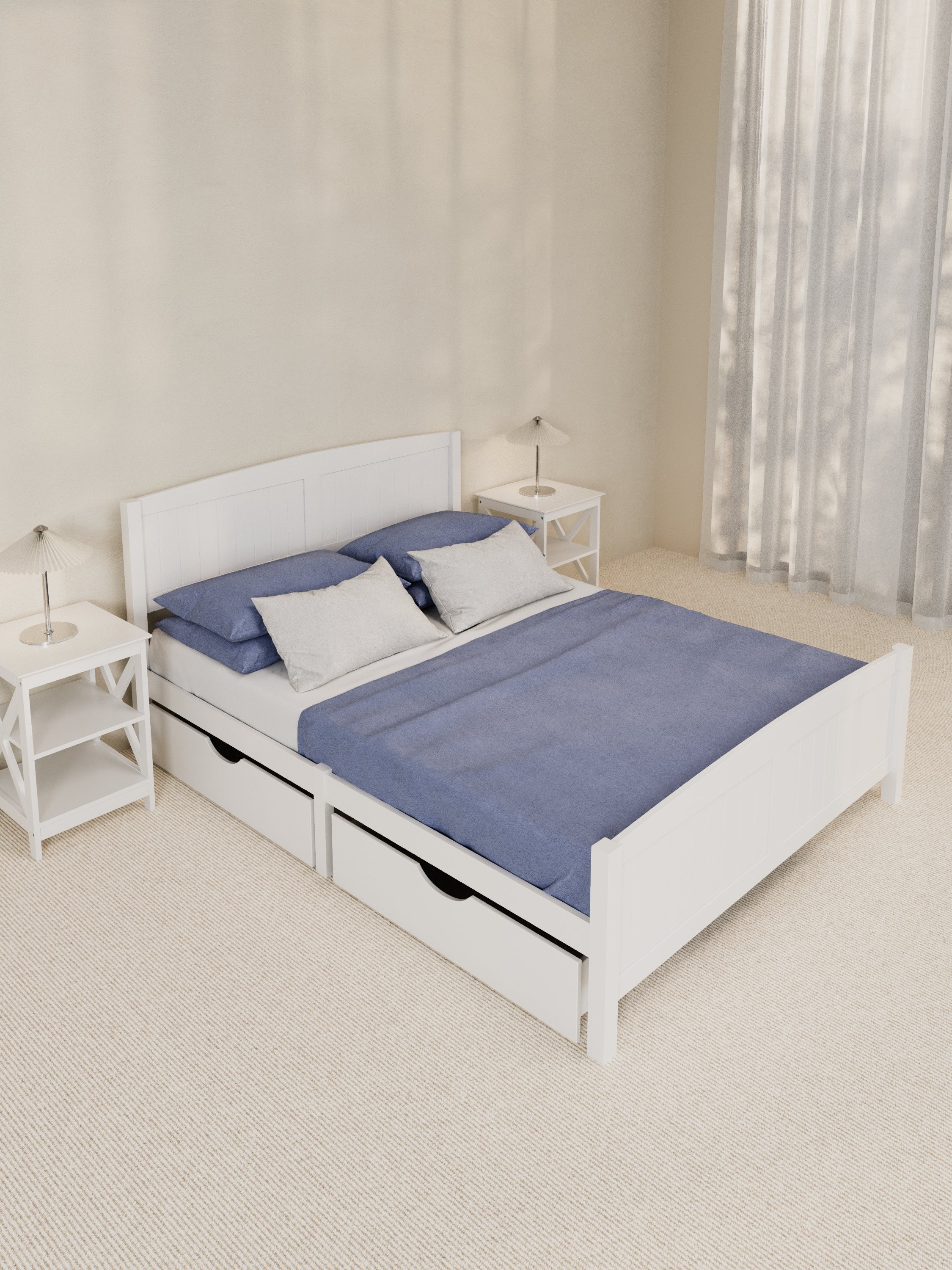 Santa Monica White Wooden Storage Bed Frame - Image 2