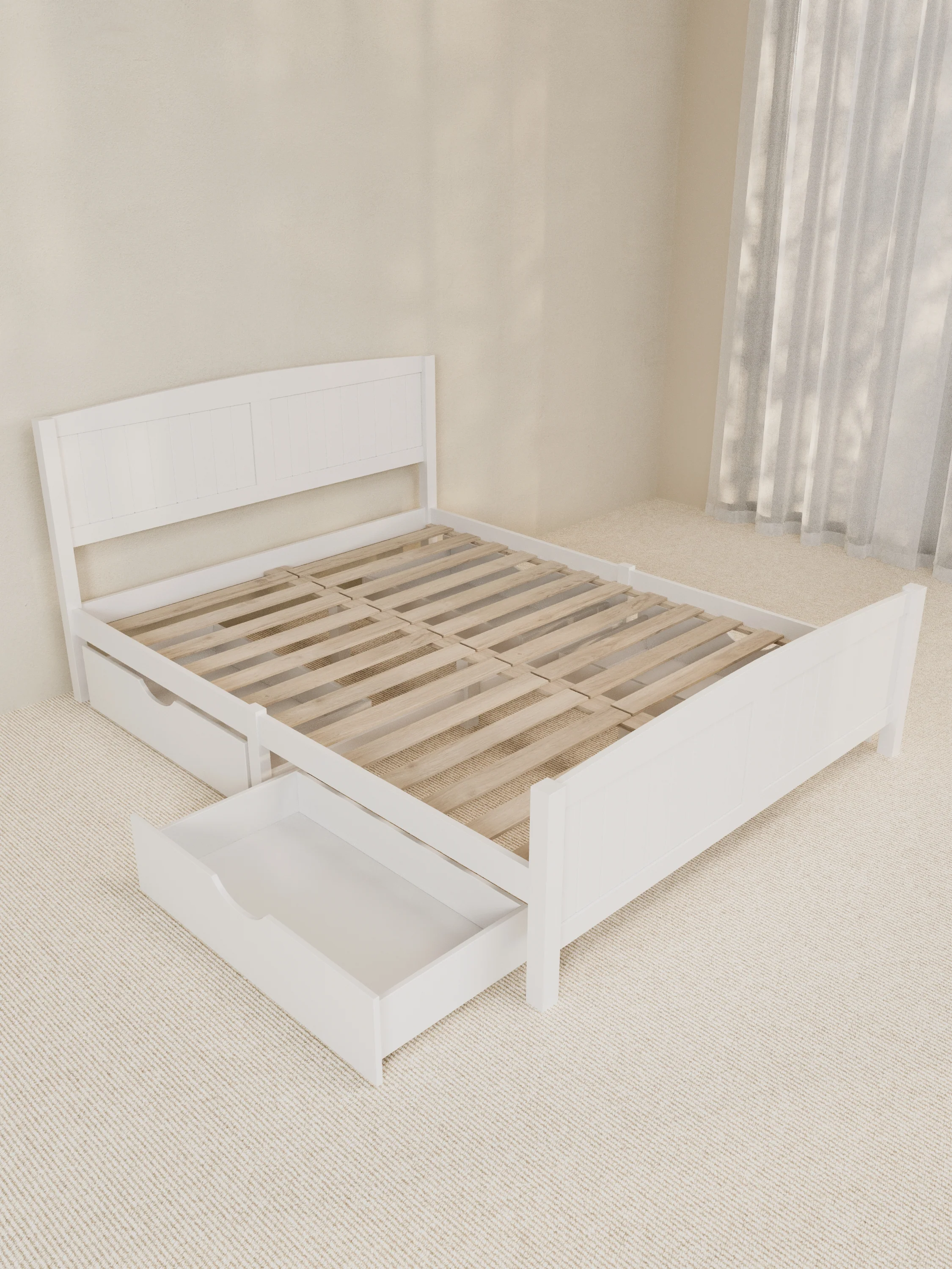 Santa Monica White Wooden Storage Bed Frame - Image 3